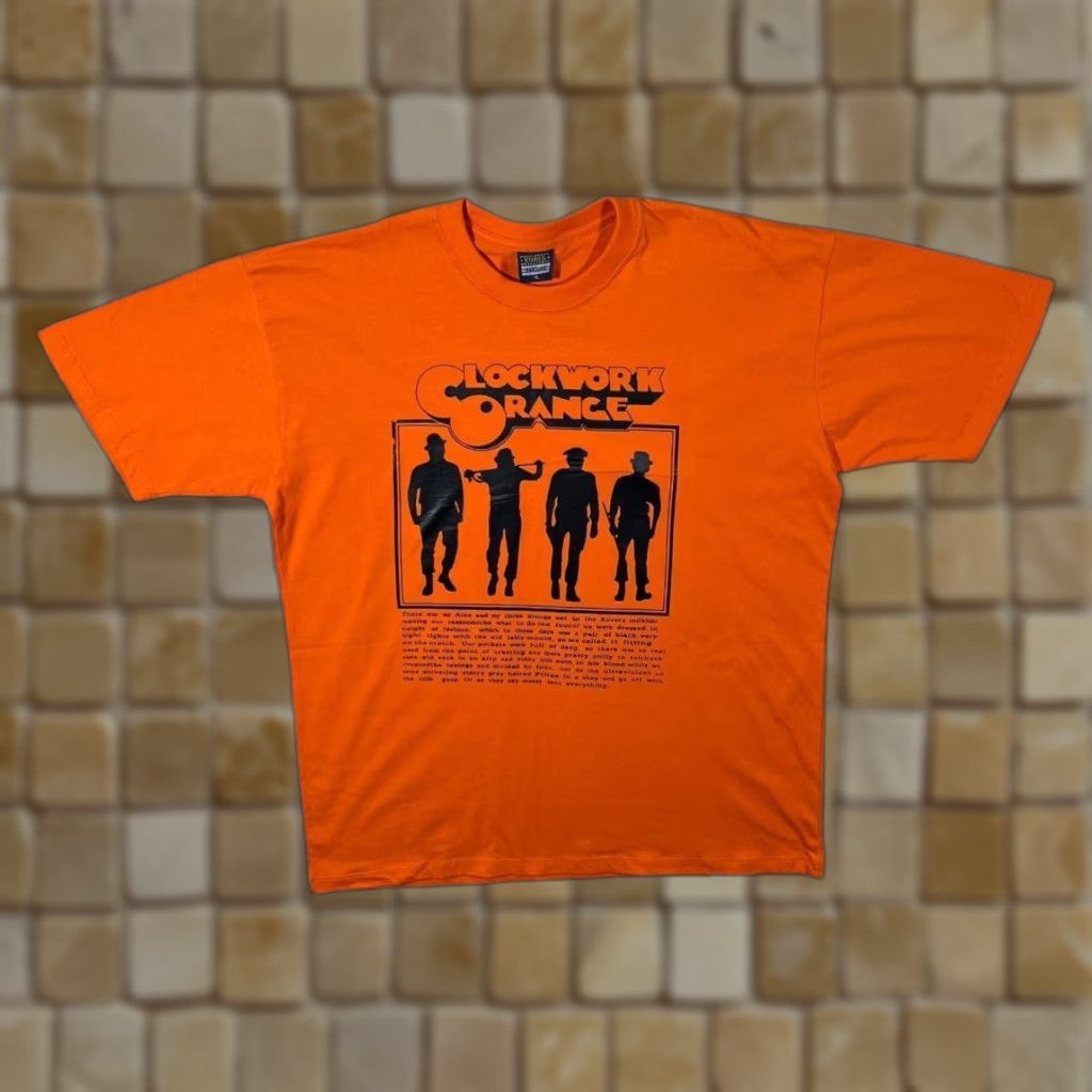 Vintage VINTAGE Clockwork Orange Kubrick Cult Movie Graphic Orange T-Shirt XL Men Short Sleeve 100% Cotton Stars & Stripes Size US XL / EU 56 / 4 - 1 Thumbnail