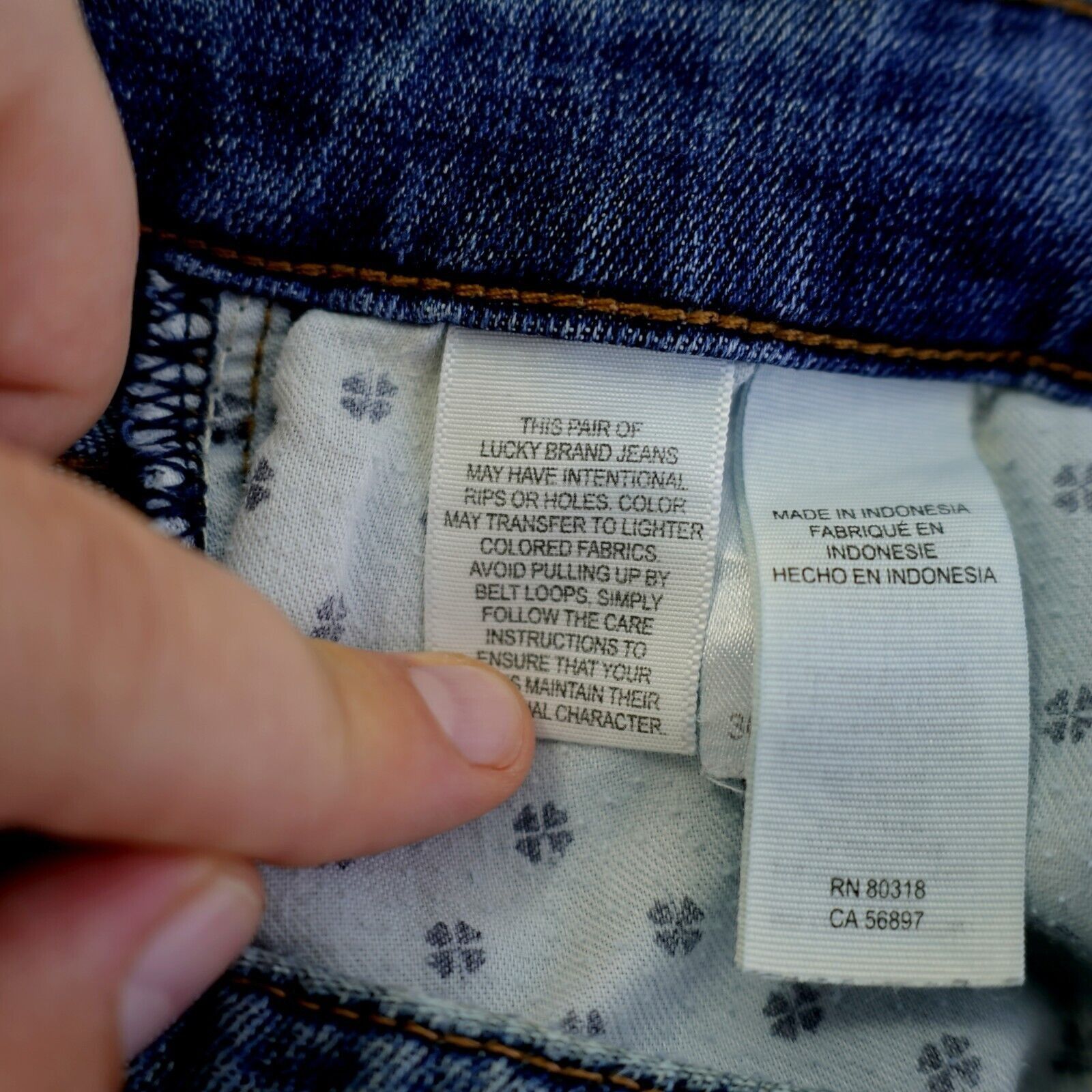 Lucky Brand Lucky Brand 383 Straight Blue Jeans 37/32 Stone Wash Whisker Size US 37 - 8 Thumbnail