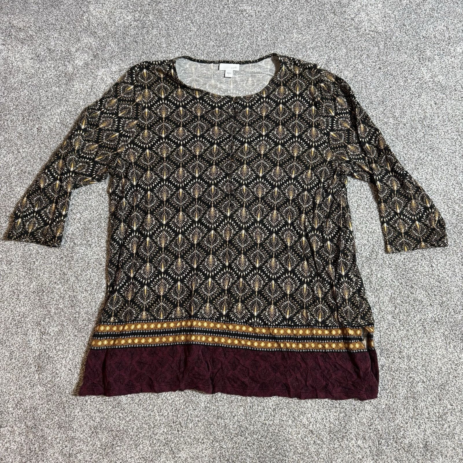 Other J Jill Tunic Top Women Large Lagenlook Geometric Boho Earthy Size L / US 10 / IT 46 - 1 Thumbnail