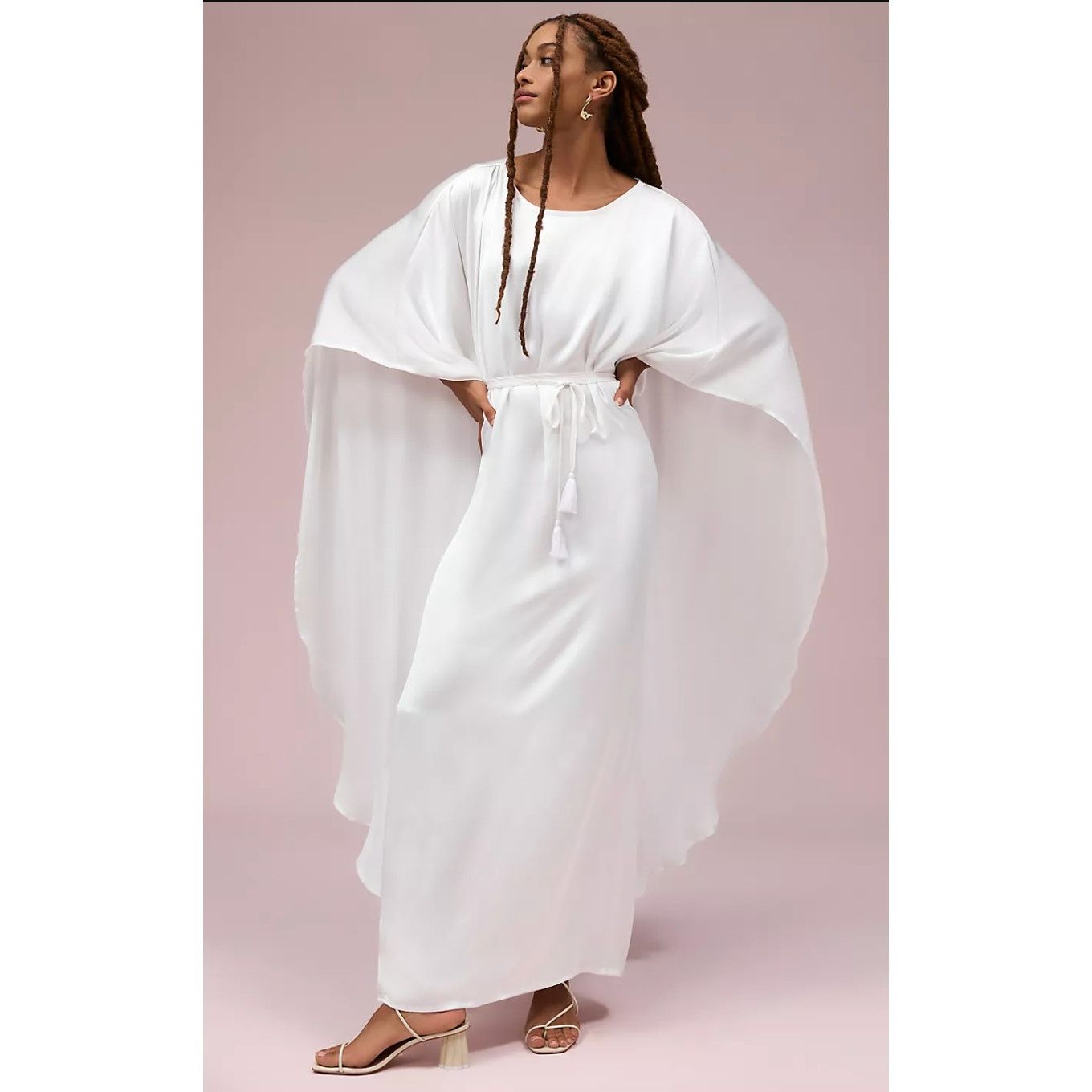 Anthropologie Anthropologie Erika Peña Cape Dress White Maxi Gown Size XL / US 12-14 / IT 48-50 - 2 Thumbnail