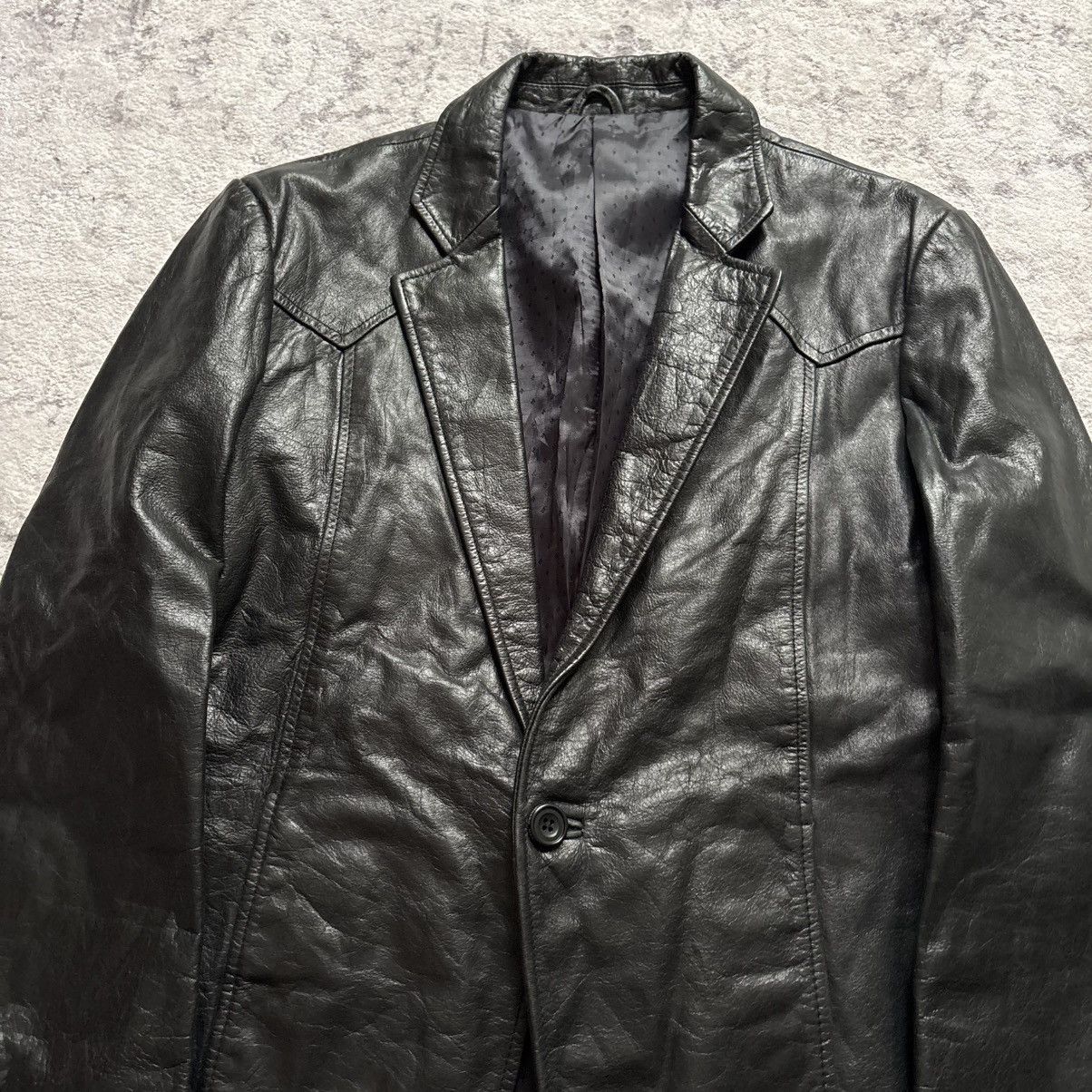 Tornado Mart Tornado Mart Leather Blazer Suit Jacket Black | Size L Size 44R - 2 Thumbnail