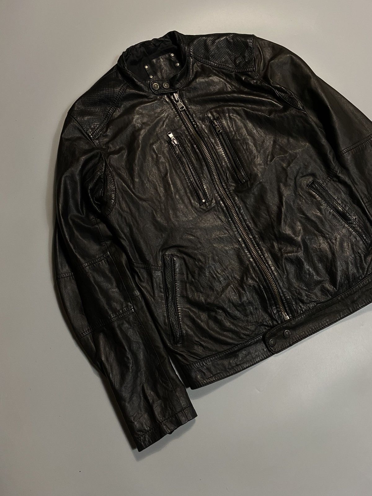 Genuine Leather Vintage y2k Rick Owens style leather zip jacket Size US L / EU 52-54 / 3 - 2 Thumbnail