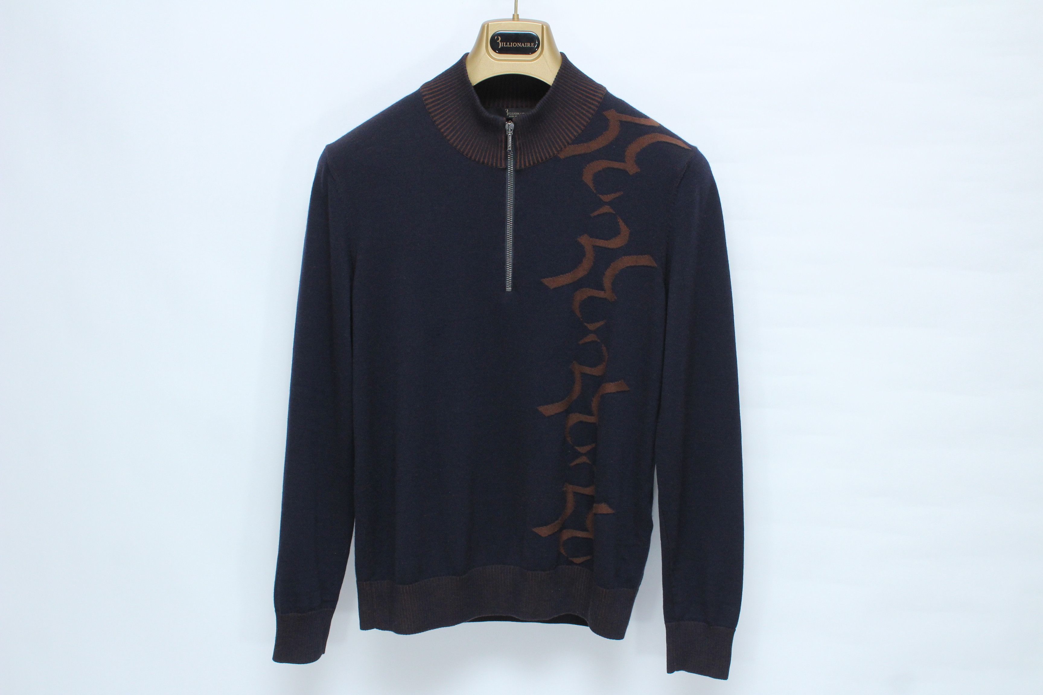 Billionaire Couture Billionaire Couture Italy FW19 Wool Cotton Zip Mock Pullover Size US S / EU 44-46 / 1 - 1 Thumbnail