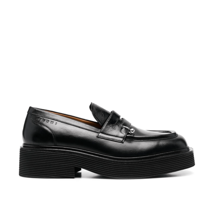 Pre-owned Marni Aw23  Iconic Square Toe Chunky Loafers 45 In Black