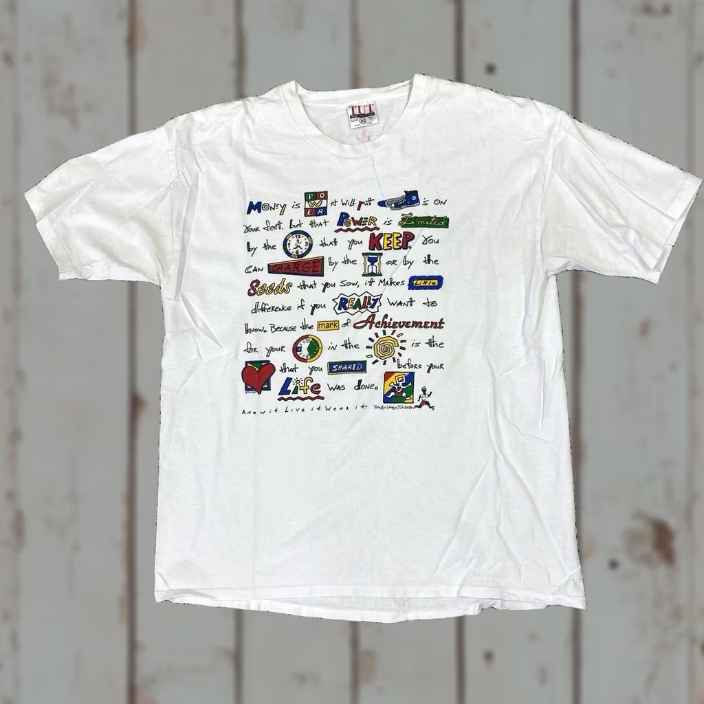 Vintage VINTAGE TUT T-Shirt White 90s Money Power Time XL Men Short Sleeve Crew Neck Cotton Logo Size US XL / EU 56 / 4 - 1 Thumbnail