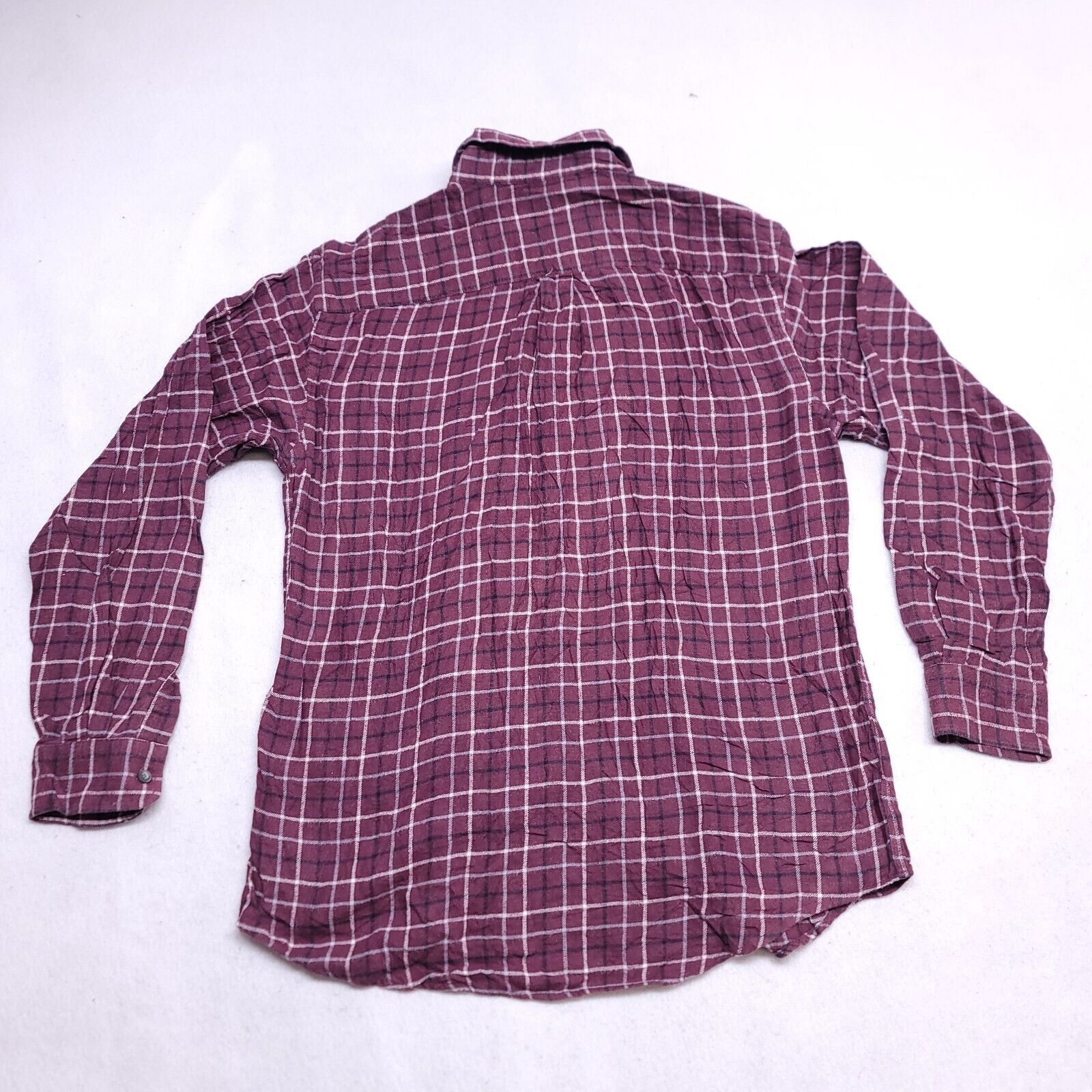 Croft & Barrow Croft & Barrow Windowpane Flannel Shirt Mens Size M Maroon Size US M / EU 48-50 / 2 - 10 Thumbnail