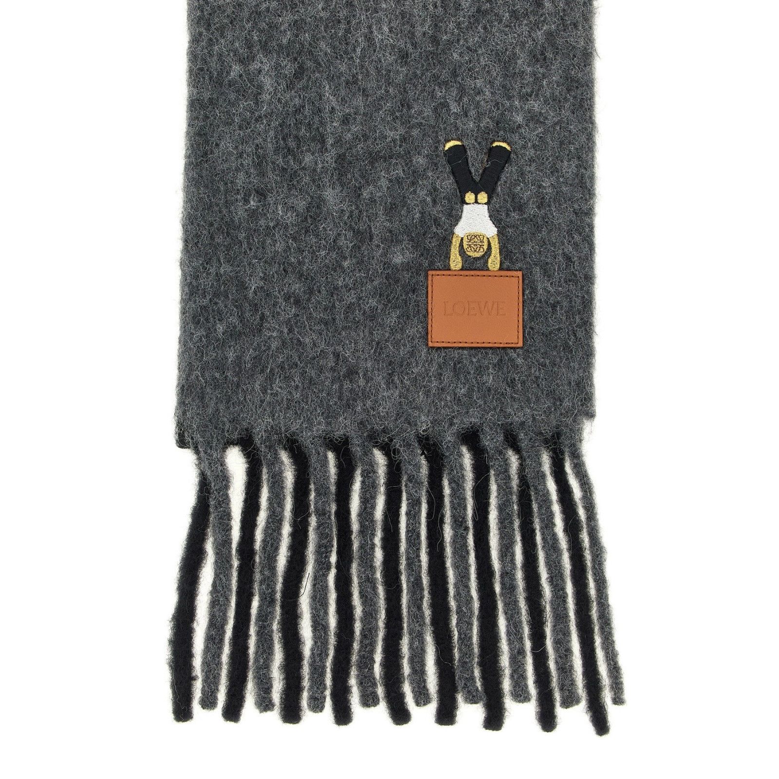 Loewe LOEWE $690 Dark Gray/Black Wool Scarf New & Authentic Size ONE SIZE - 2 Thumbnail