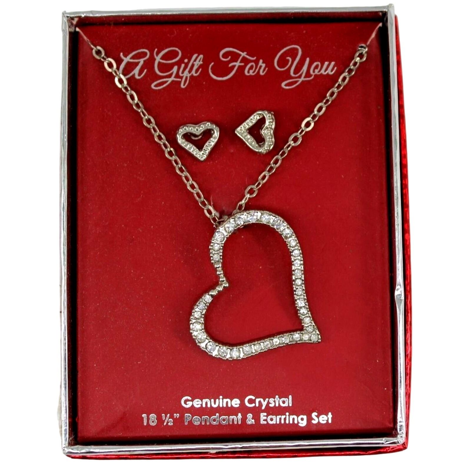 Other A Gift For You Necklace & Earring Set Crystal Heart 18-1/2" Size ONE SIZE - 1 Thumbnail