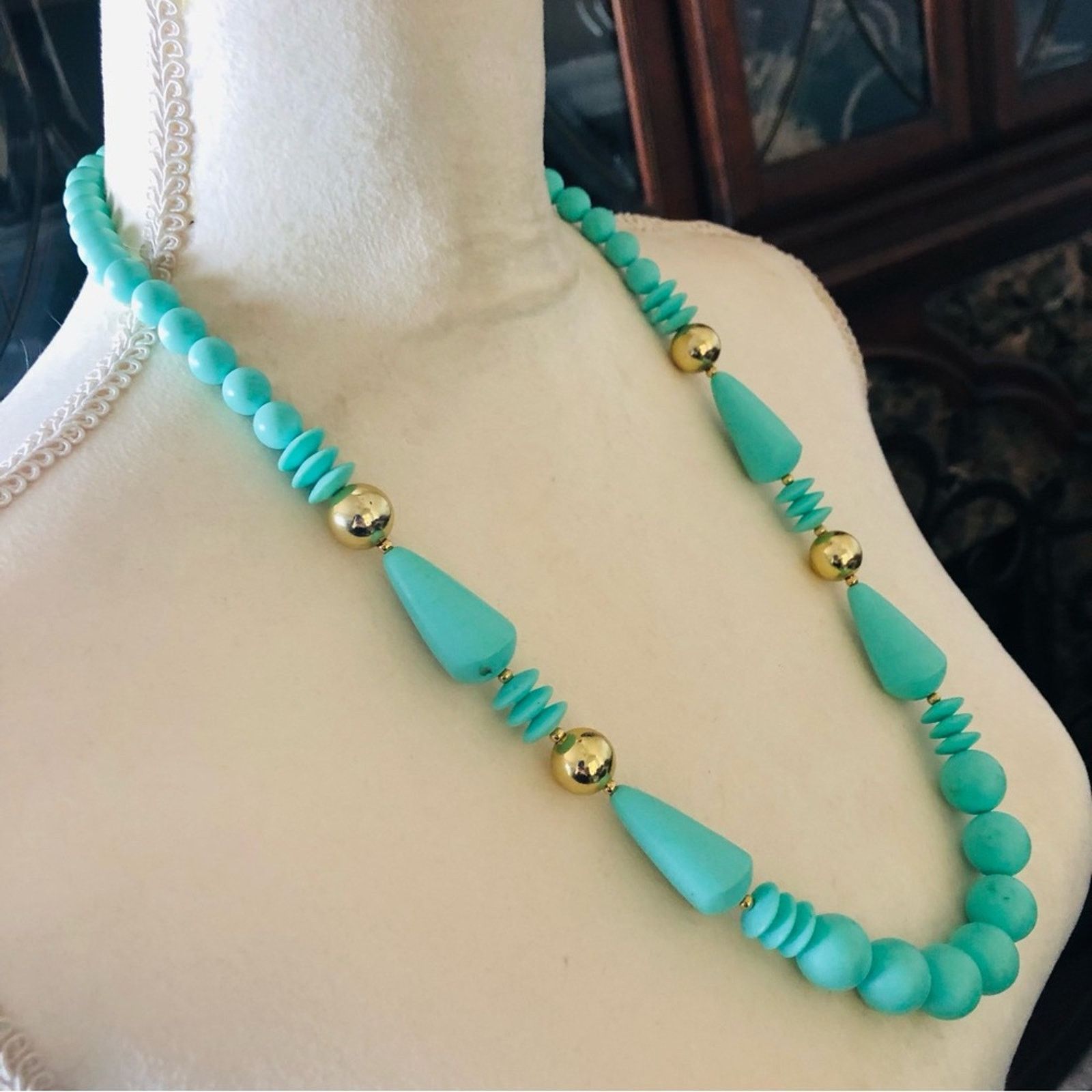 Vintage Vintage turquoise tone beaded necklace Size ONE SIZE - 3 Thumbnail