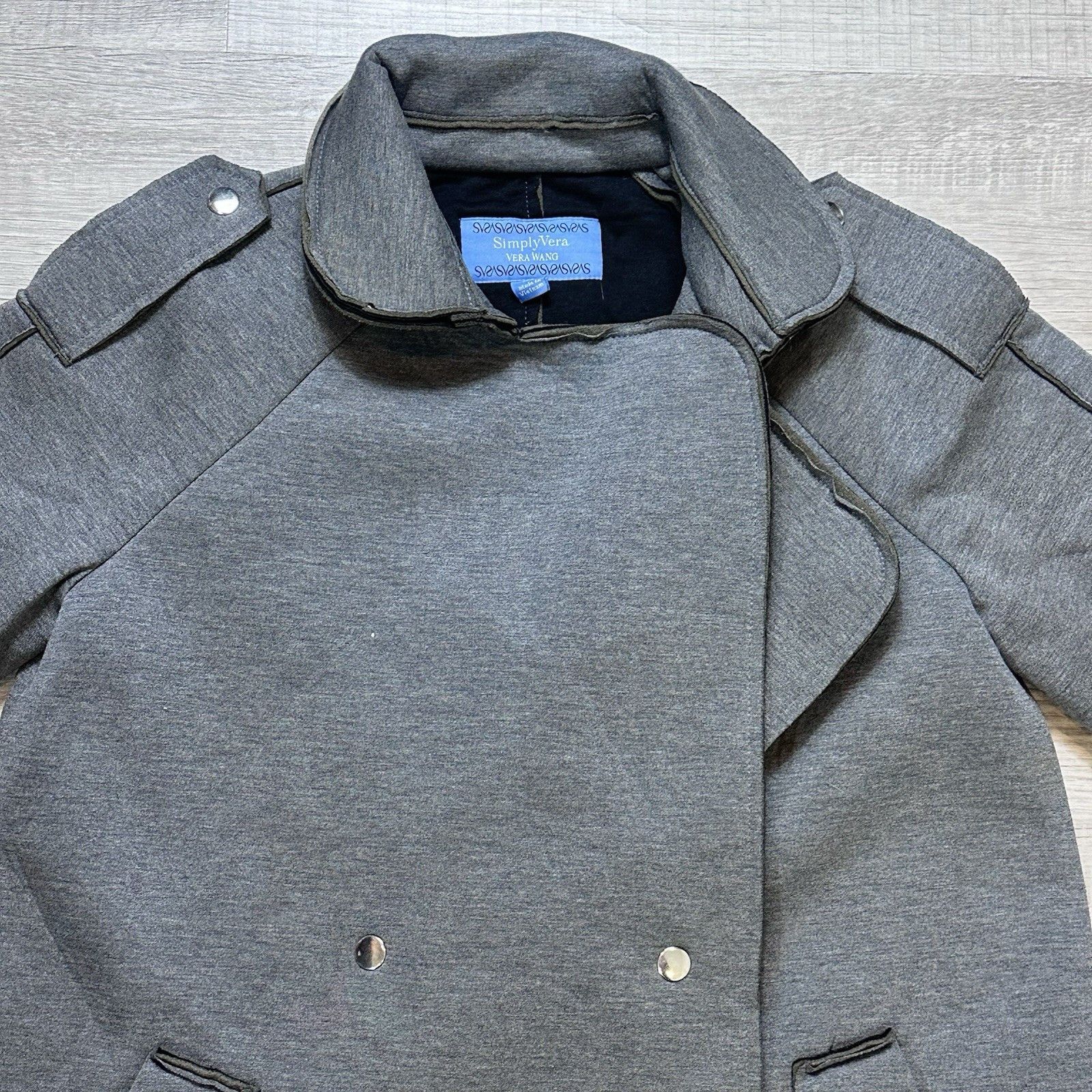 Vera Wang Simply Vera Wang Womens Double-Breasted Neoprene Suba Coat Size XS / US 0-2 / IT 36-38 - 5 Thumbnail
