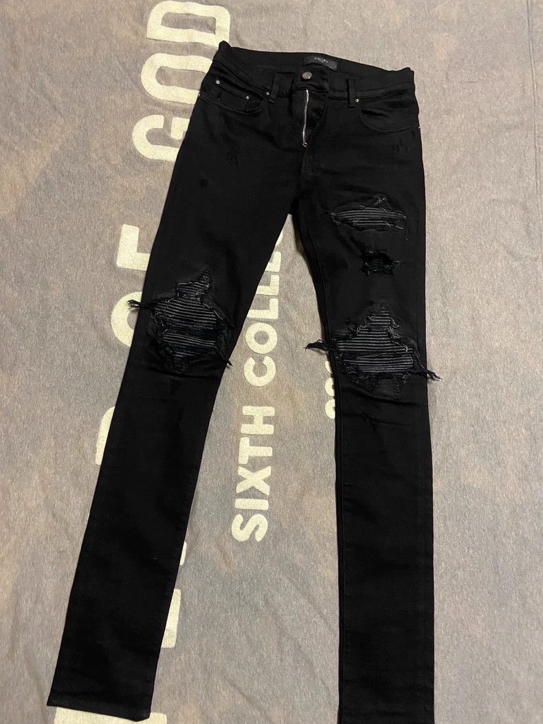 Amiri Amiri mx1 black patchwork leather jeans Size US 30 / EU 46 - 1 Thumbnail