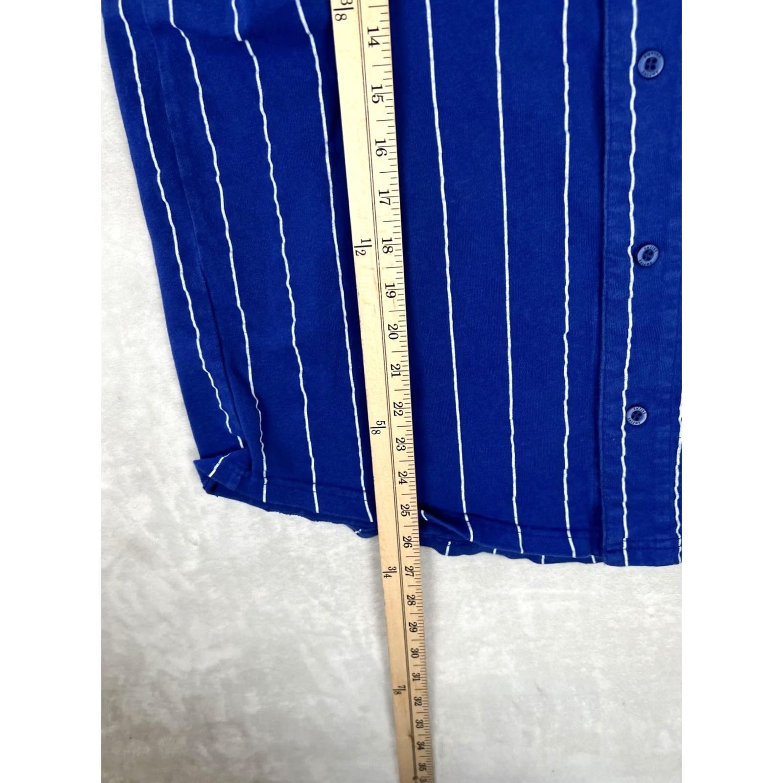 Empyre Empyre Shirt Mens M/L Blue Pinstripe Short Sleeve Baseball Button Up READ Size US M / EU 48-50 / 2 - 4 Thumbnail