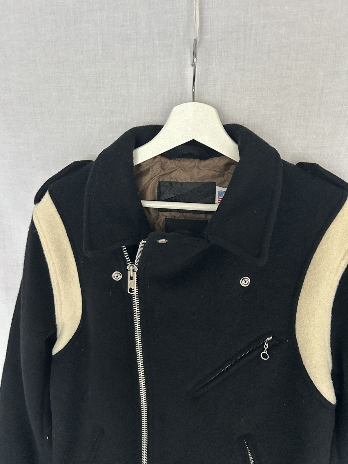 Stussy STUSSY X SCHOTT PERFECTO WOOL STRIPED BLACK WHITE JACKET Size US L / EU 52-54 / 3 - 13 Thumbnail