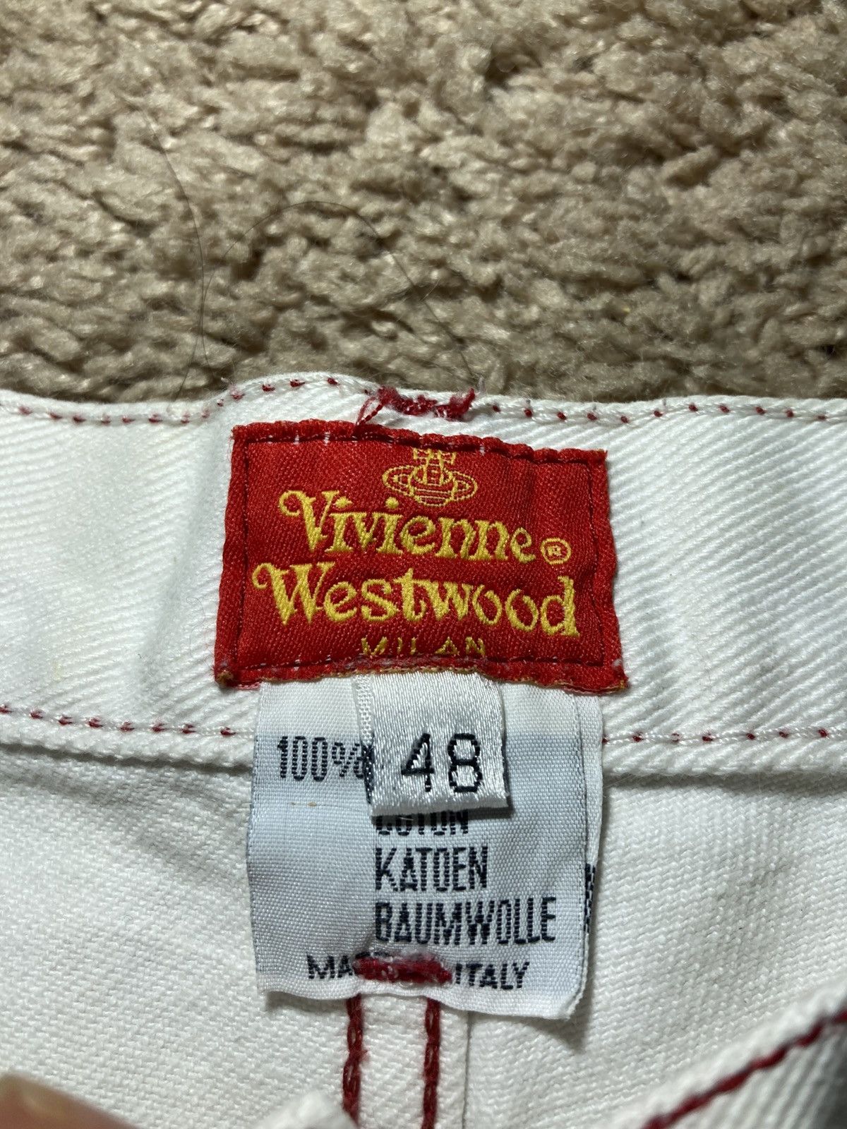 Vivienne Westwood 90s Vivienne Westwood Slim Straight Jeans Contrast VW White Size US 32 / EU 48 - 3 Thumbnail