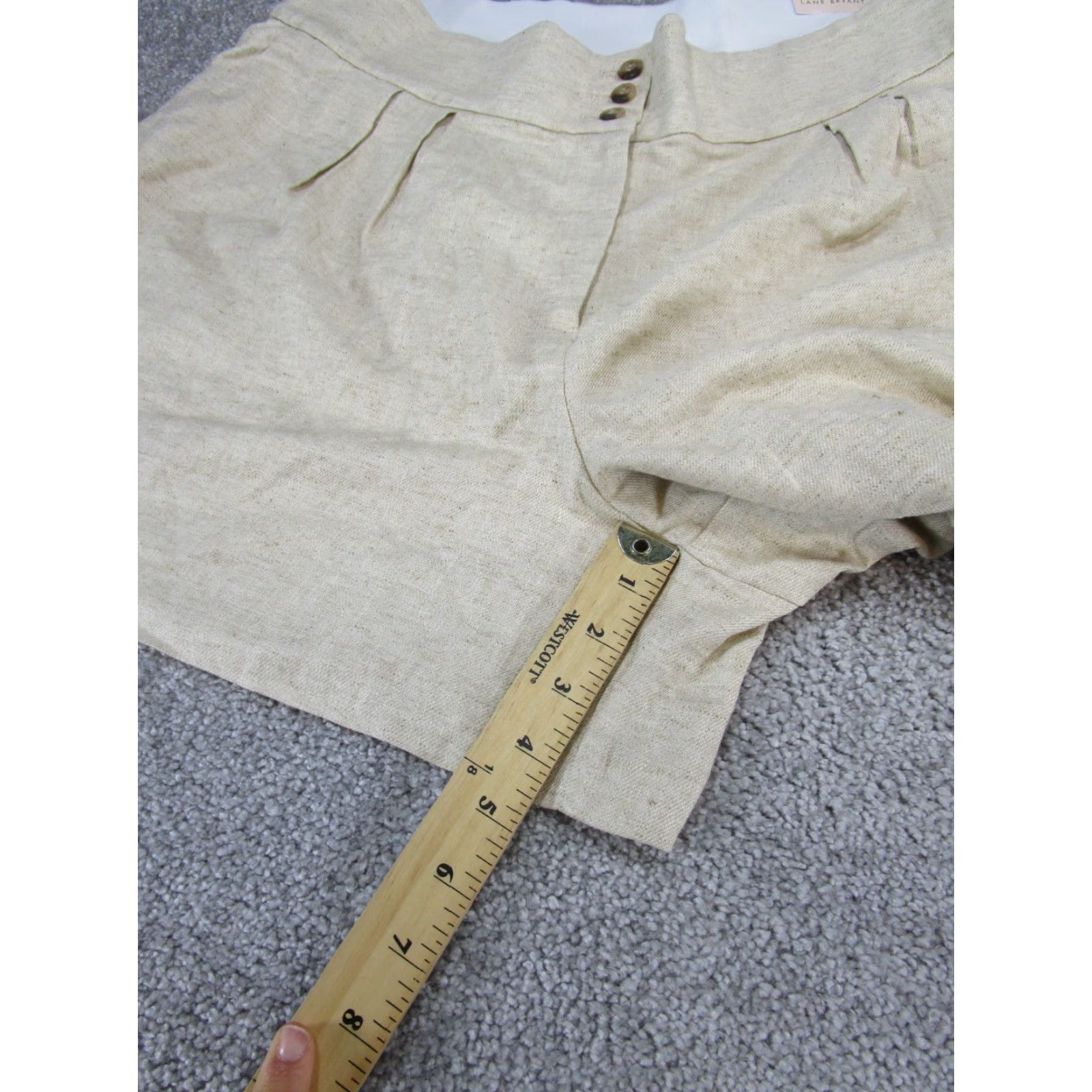 Vintage Lane Bryant Shorts Womens 16 Beige Soft Linen Blend Pleated Front NEW Size 38" / US 16 / IT 52 - 3 Thumbnail
