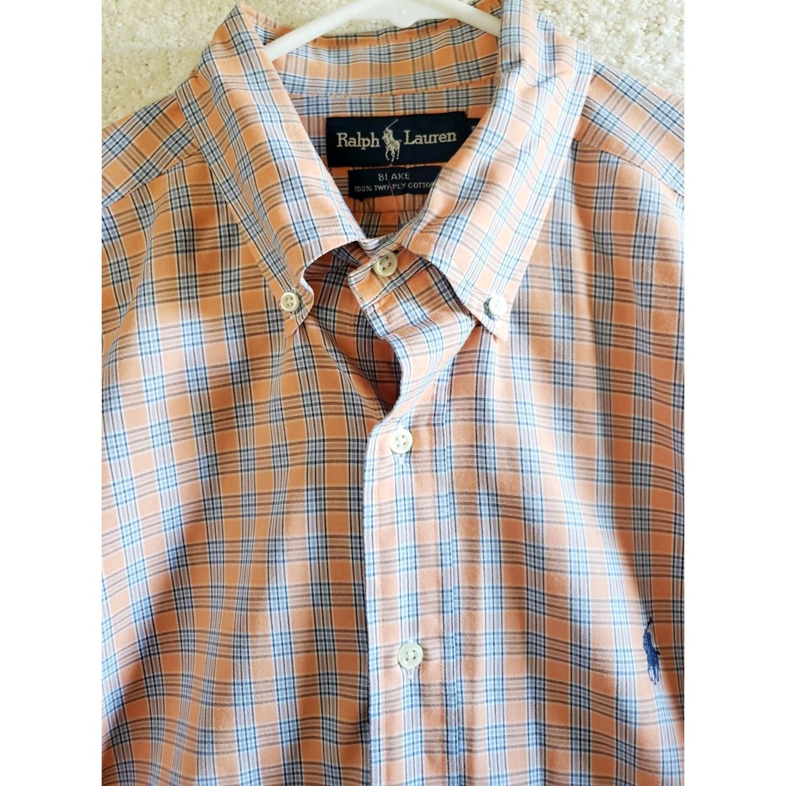 Polo Ralph Lauren VINTAGE Polo Ralph Lauren Blake Coral Plaid Button-Up Shirt Long Sleeve Mens Sz L Cotton Size US L / EU 52-54 / 3 - 5 Thumbnail