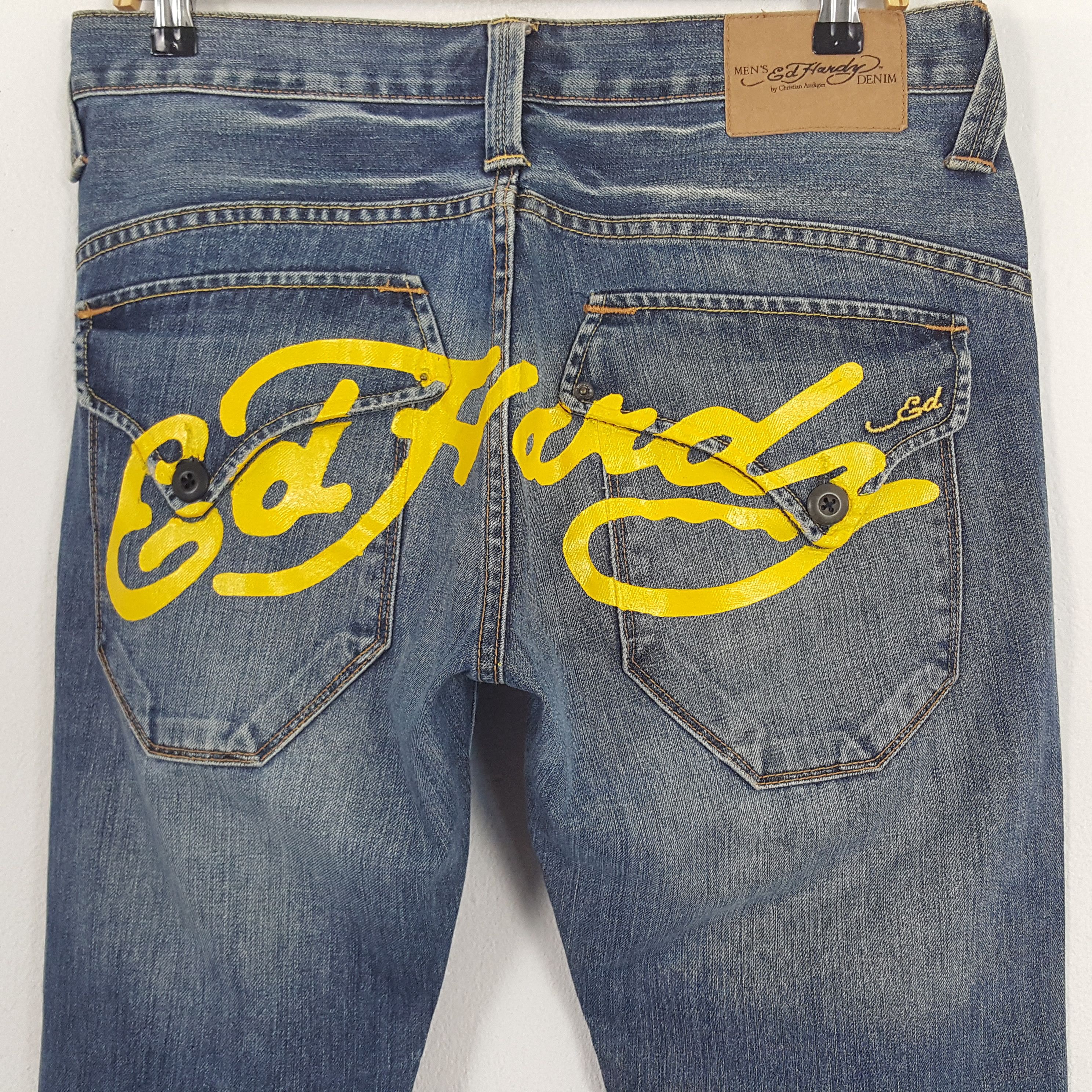 Ed Hardy × Vintage Vintage Ed Hardy USA Custom Art Big Logo Denim Jeans Size US 32 / EU 48 - 2 Thumbnail