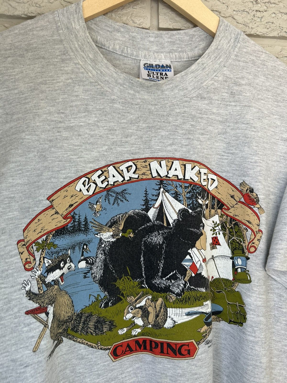 Vintage Vintage Funny Camping Animal T Shirt Size US L / EU 52-54 / 3 - 3 Thumbnail