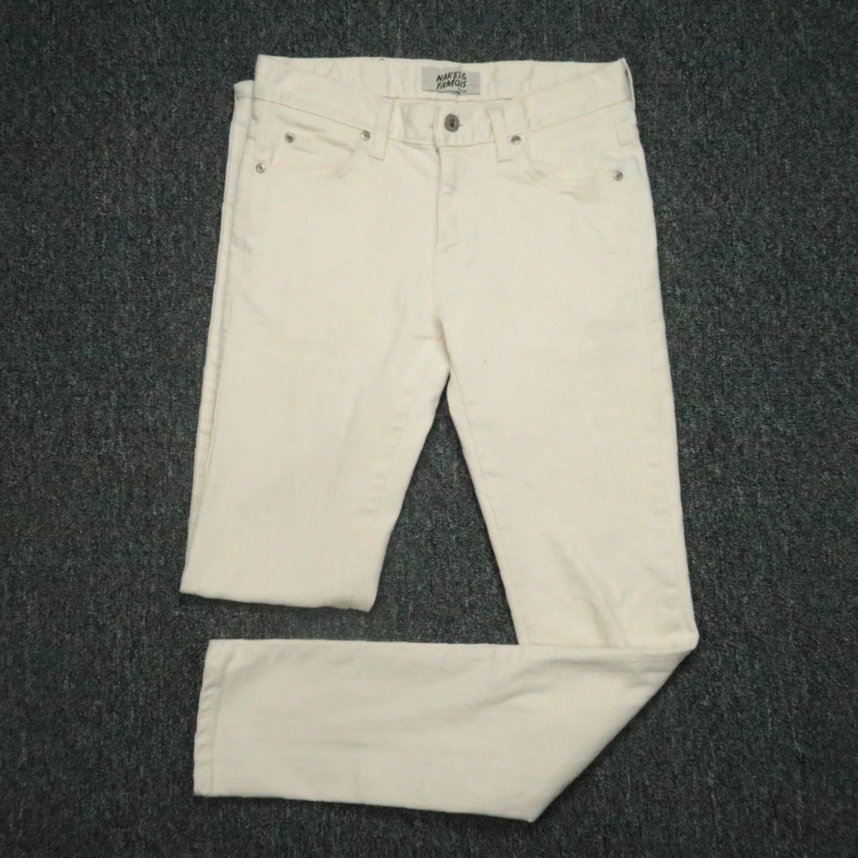 Vintage Naked & Famous Denim Jeans Mens 30x33 Cream 5-Pocket Natural Seed Denim Vintage No Size US 30 / EU 46 - 2 Thumbnail