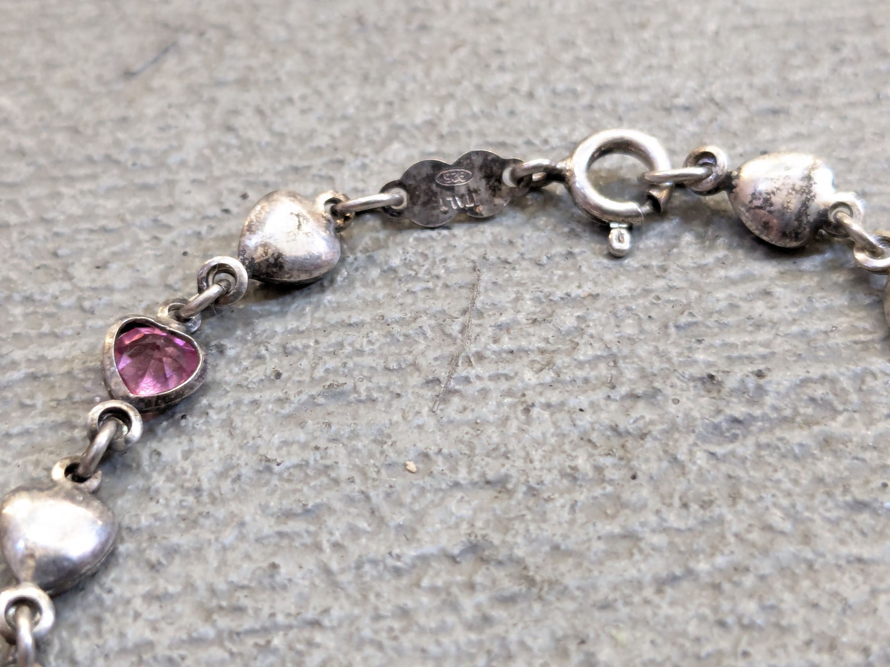 Jewelry Vintage Sterling Silver Bracelet Heart Rainbow Y2K Cute Size ONE SIZE - 4 Thumbnail
