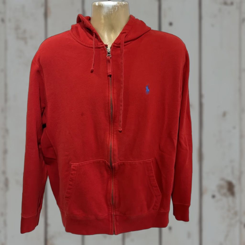 Polo Ralph Lauren Polo Ralph Lauren Hoodie Mens Large Red Full Zip Fleece Sweatshirt Pony Logo Size US L / EU 52-54 / 3 - 1 Thumbnail