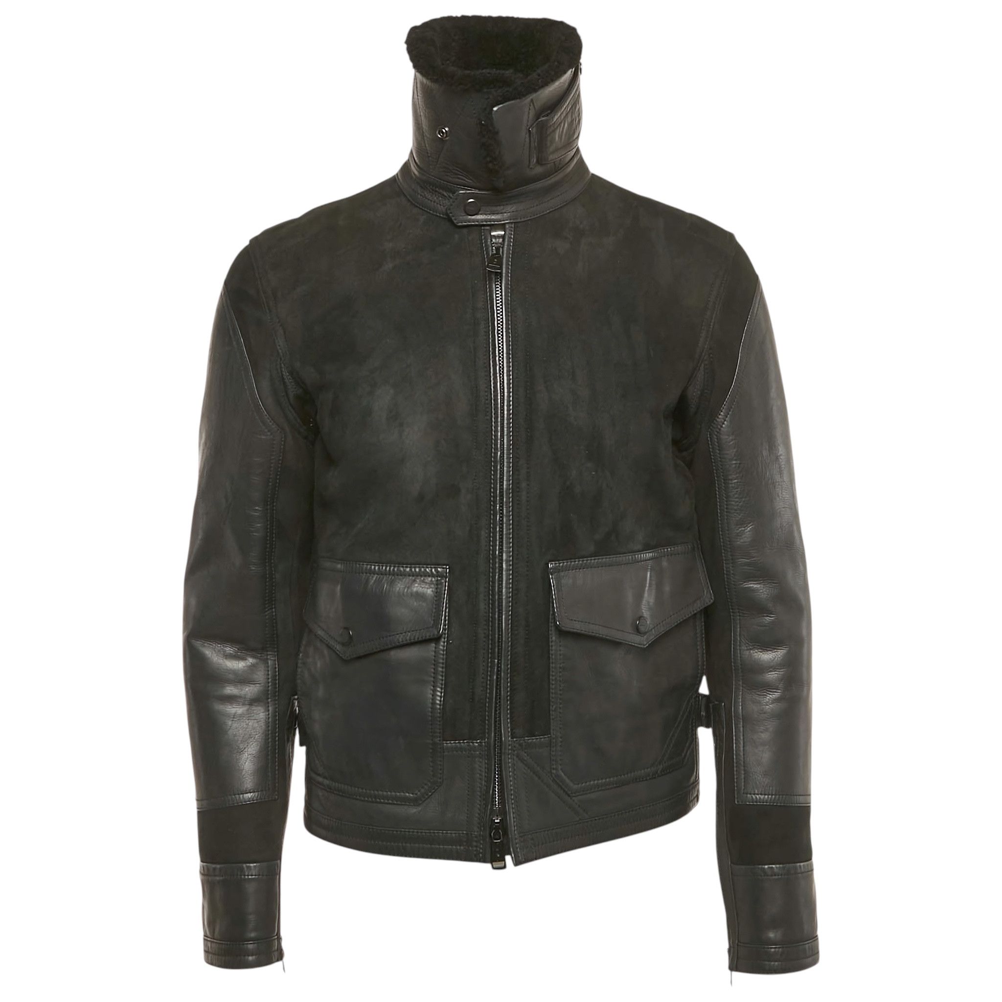 Ralph Lauren Black Label LAMB FUR SHEARLING CALFSKIN SUEDE LEATHER BOMBER JACKET Size US S / EU 44-46 / 1 - 2 Thumbnail