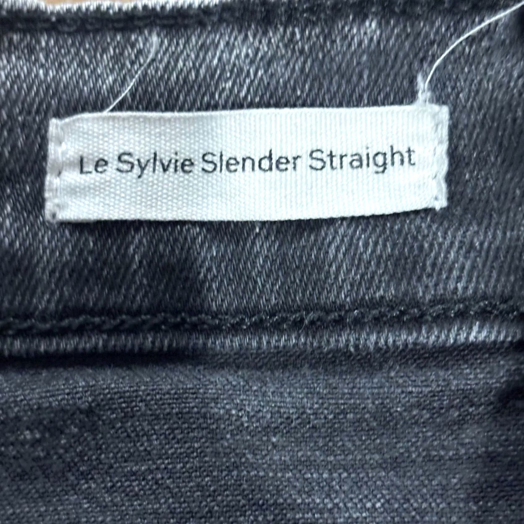 Frame FRAME Le Sylvie Slender Straight Jeans Gray 26 Acid Wash 5-Pocket Denim Womens Stretch Slim Straight Rise High Inseam 27 Size 26" / US 2 / IT 38 - 4 Thumbnail