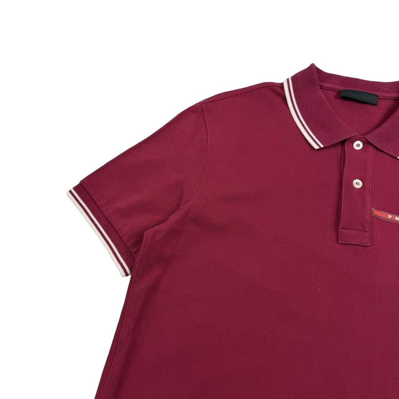 Prada Burgundy Prada Sport Red Tab Polo Shirt - Large Size US L / EU 52-54 / 3 - 3 Thumbnail