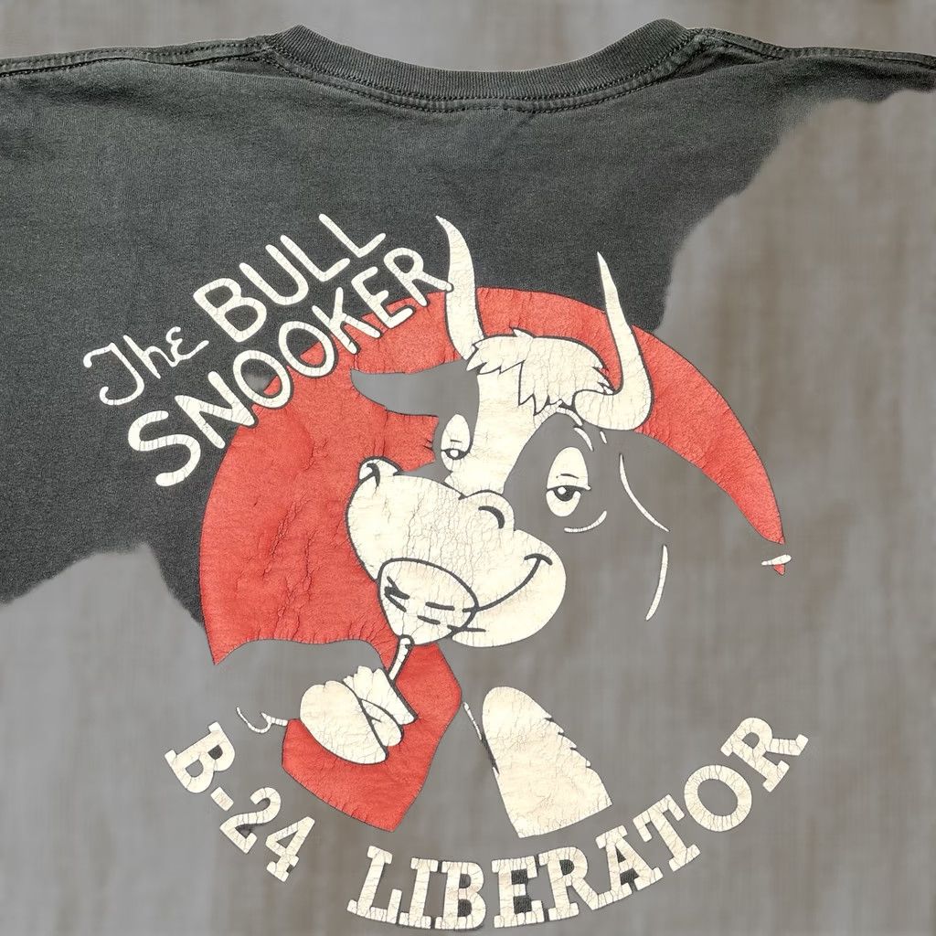 Vintage B24 Liberator Shirt Mens XL Military Plane Bull Snooker Consolidated Aircraft T-Shirt Crew Neck Short Sleeve Black Cotton Jersey Unbranded Regular Size US XL / EU 56 / 4 - 1 Thumbnail