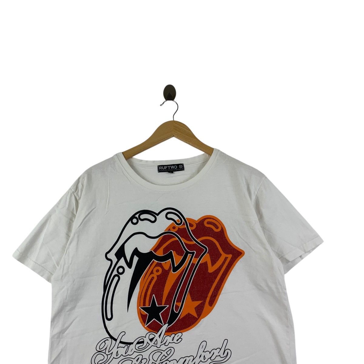 Vintage RUF TWO JAPAN Punk Rebel Hot Lips Tongue Tee Shirt Top Size XL / US 12-14 / IT 48-50 - 2 Thumbnail