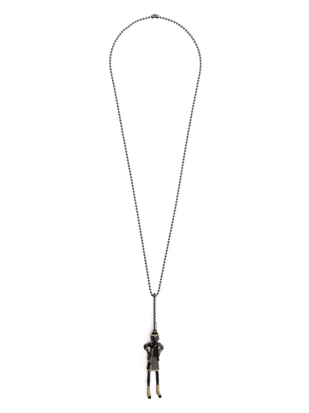 image of Chanel Mademoiselle Coco Beaded Necklace in Black, Women's