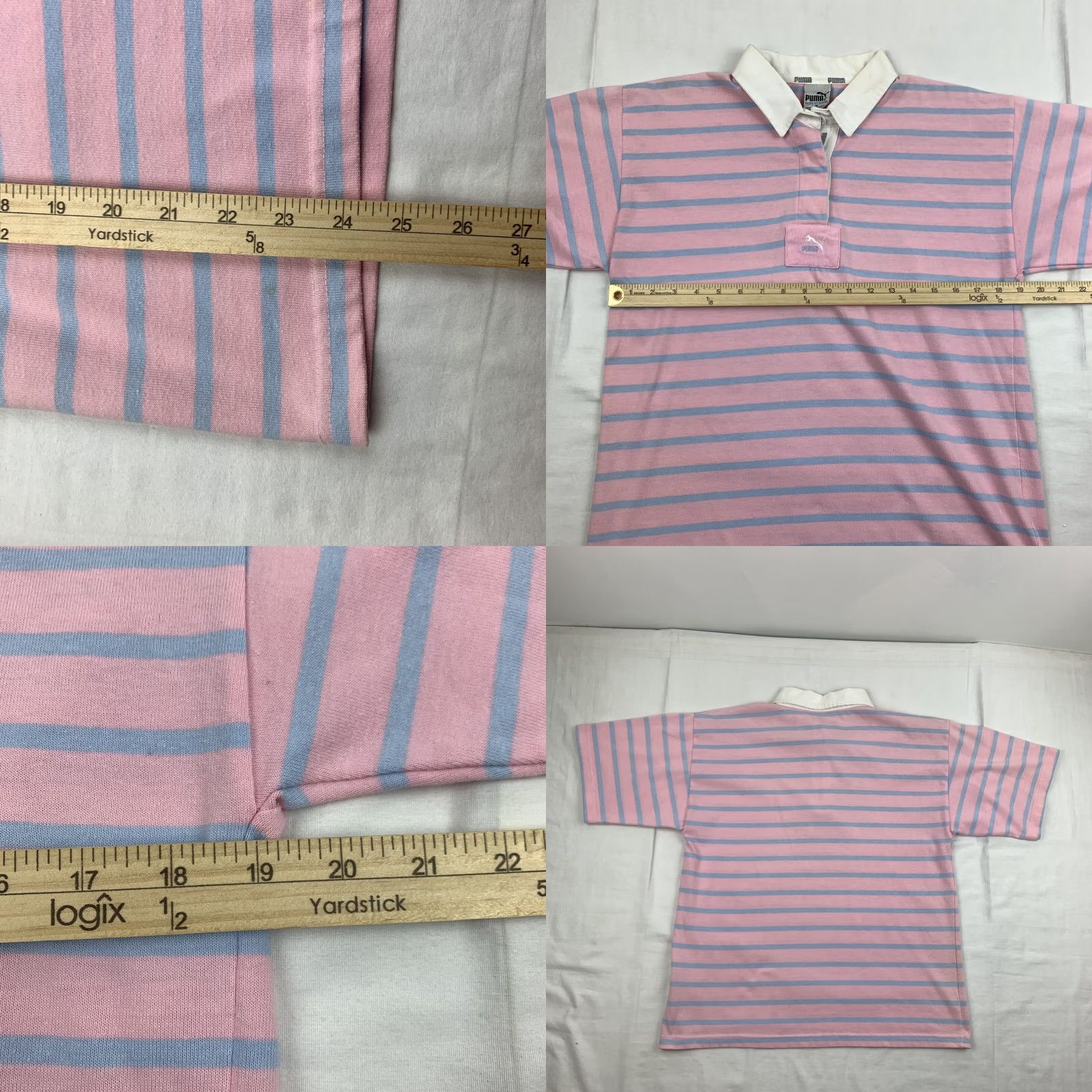 Puma VINTAGE Puma Polo Shirt Adult M Pink Stripes Collared Shirt Sports 80s 90s Mens Size US M / EU 48-50 / 2 - 8 Thumbnail