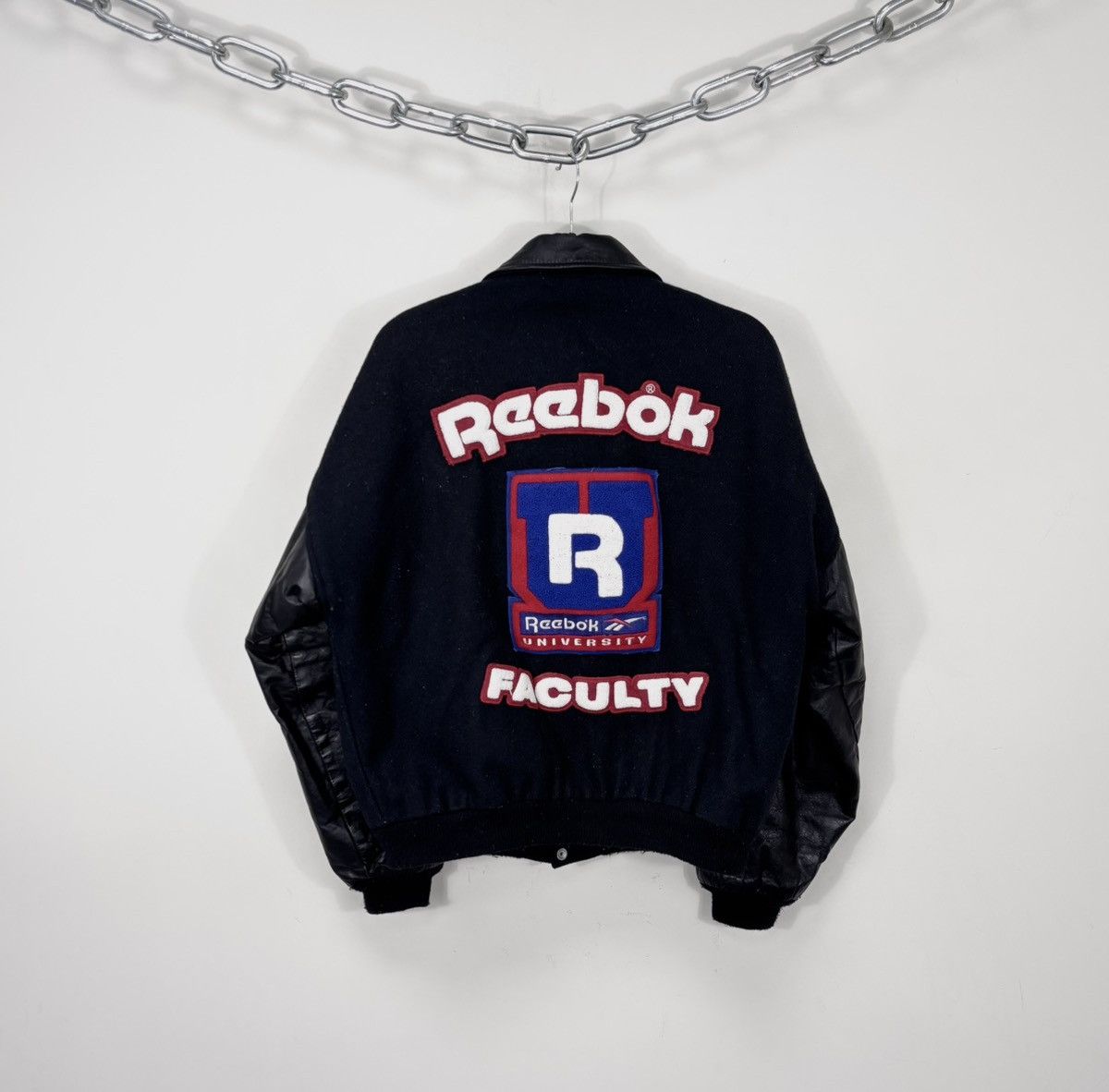 Reebok Vintage 1990s Reebok University Wool Leather Varsity Jacket Size US L / EU 52-54 / 3 - 1 Thumbnail