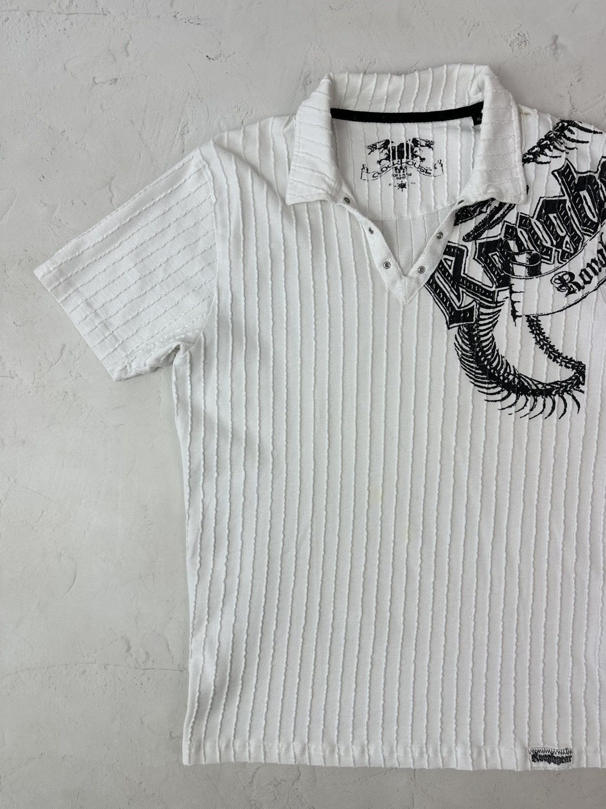 Vintage Vintage Ribbed Printed White Short Sleeve Polo Size US S / EU 44-46 / 1 - 2 Thumbnail