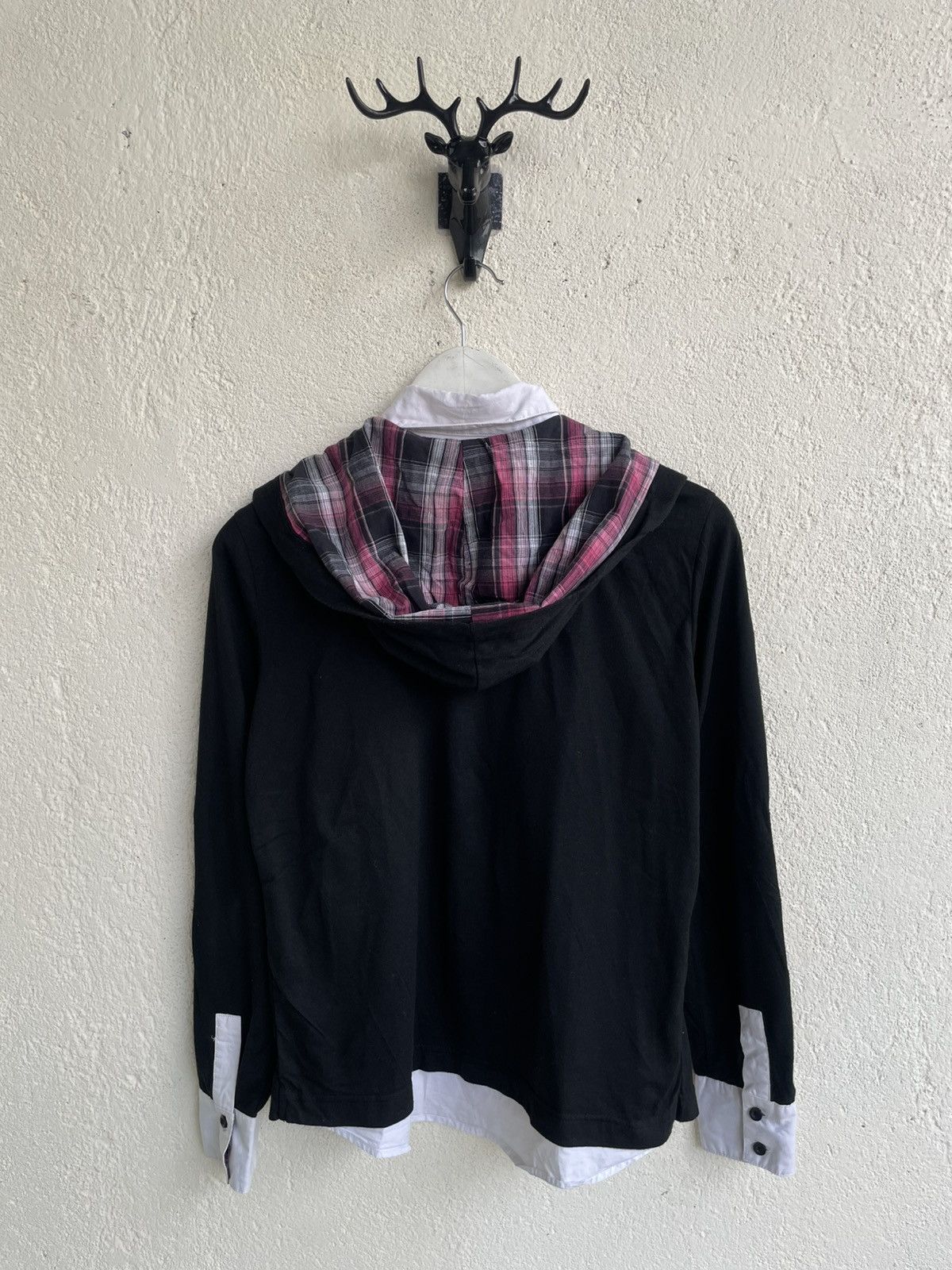 If Six Was Nine 2000s Semantic Hooded Layered Jacket Plaid Shirt Y2K Japan Size US S / EU 44-46 / 1 - 5 Thumbnail