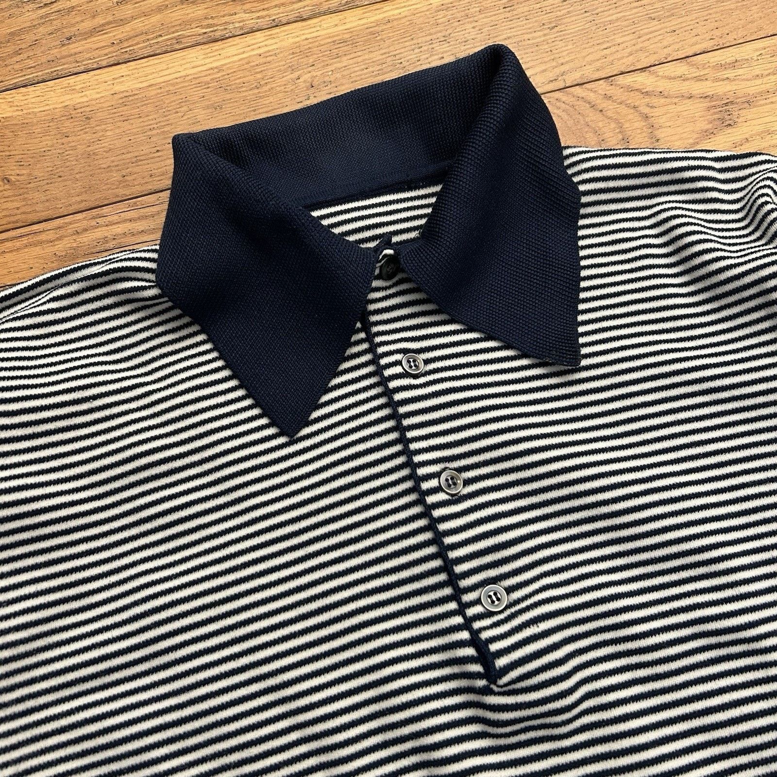 Vintage 70s Ban Lon Striped Disco Long Sleeve Polo Button Up Shirt Size US L / EU 52-54 / 3 - 2 Thumbnail