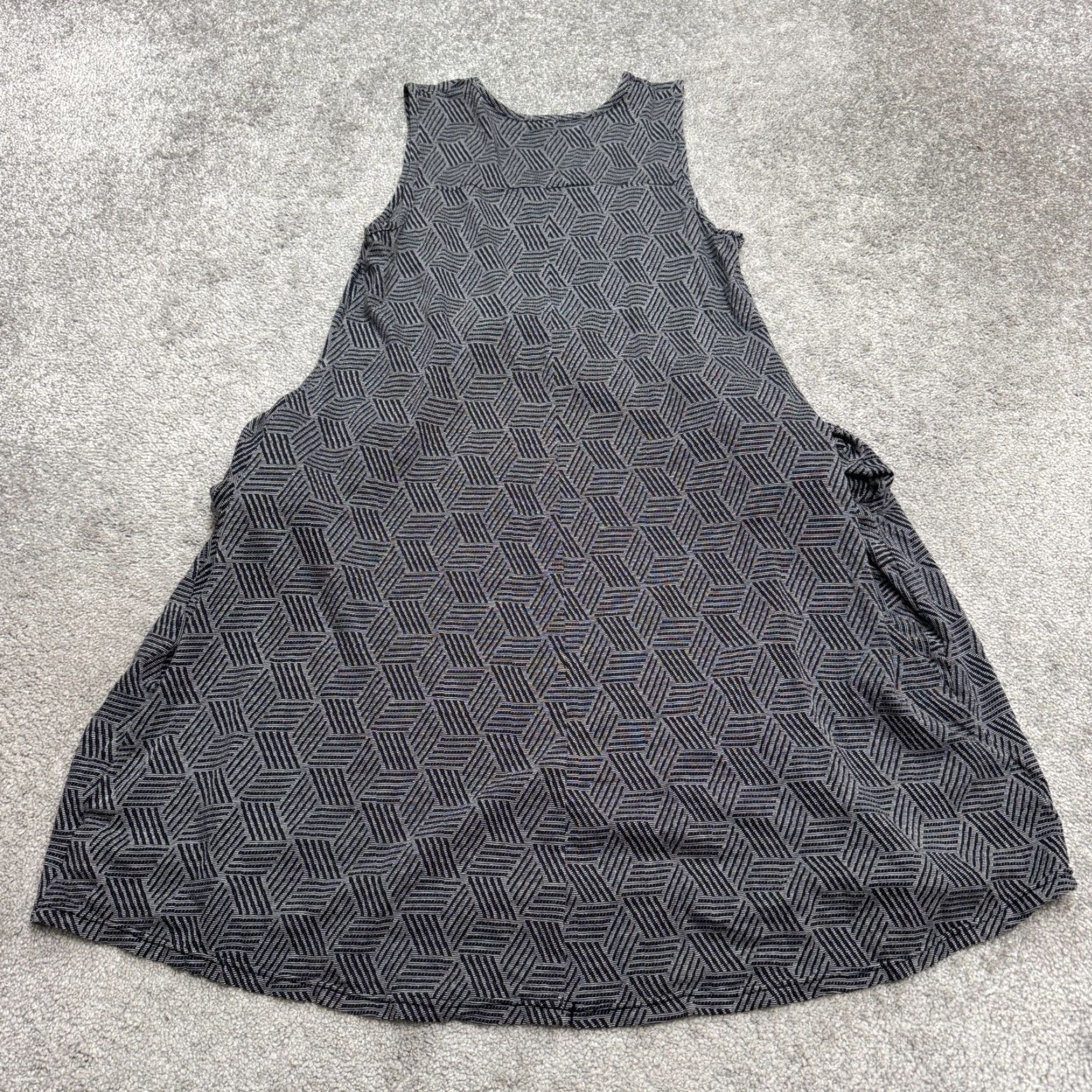 Vintage Vigorella Dress Geometric Knit A-Line Shift - Scoop Neck, Pockets - Womens S/M Gray Size S / US 4 / IT 40 - 2 Thumbnail