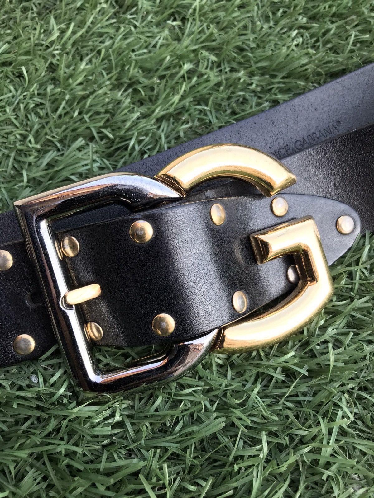 Dolce & Gabbana Dolce & Gabbana Silver/Gold Black Leather D&G Belt Size ONE SIZE - 1 Thumbnail