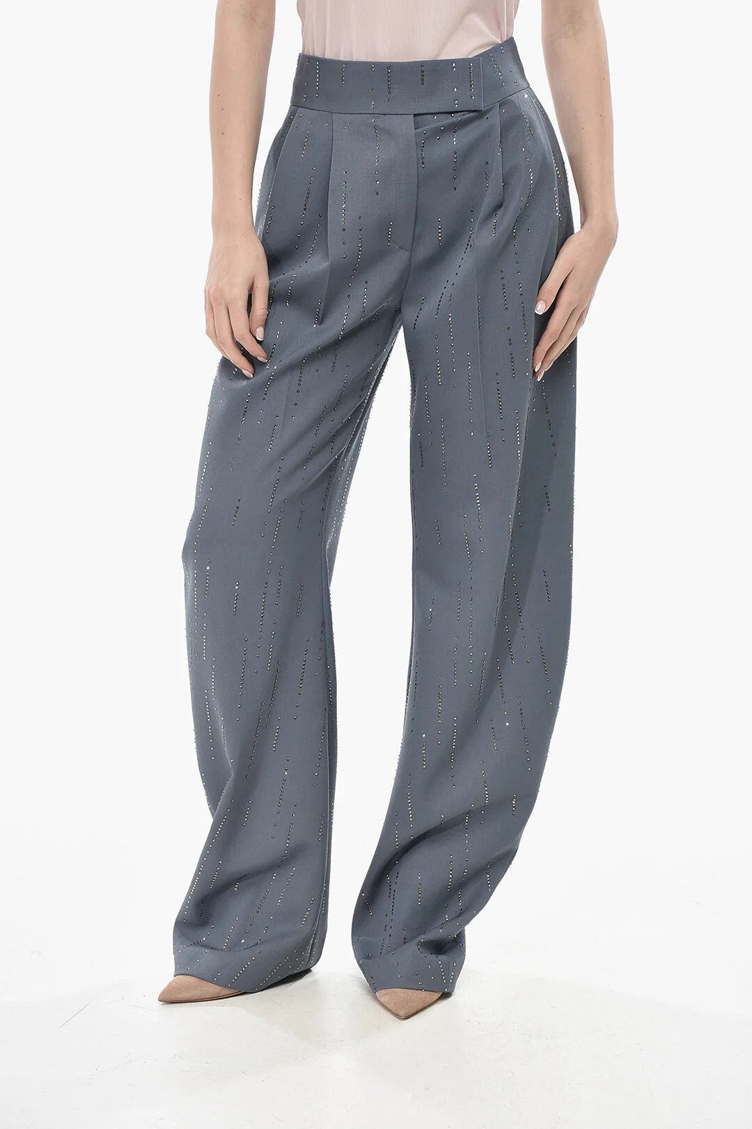 The Attico og1mm0426 Wool Banana Fit Pant in Light Blue Size 26" / US 2 / IT 38 - 1 Thumbnail