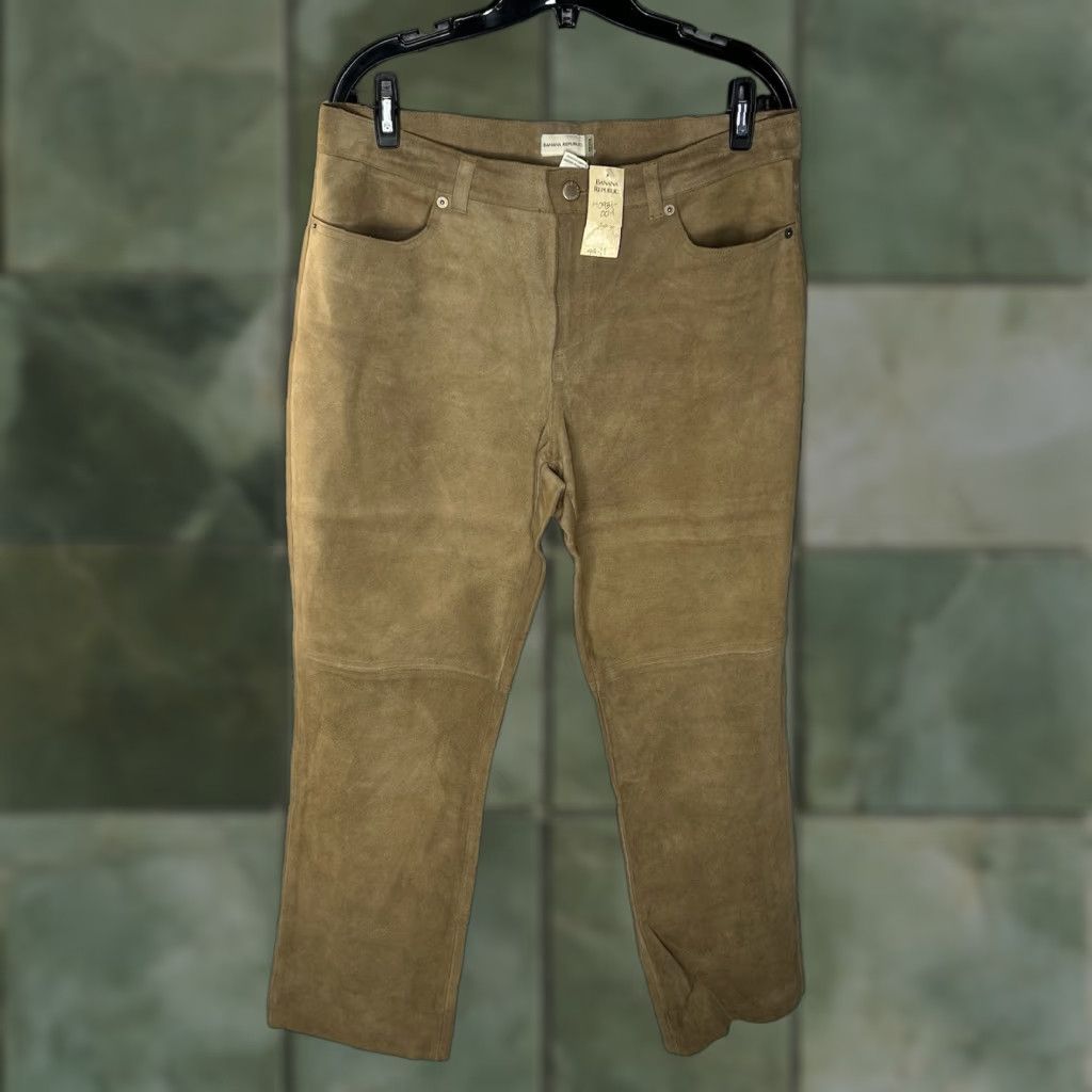 Banana Republic VINTAGE Banana Republic Genuine Leather Suede Pants Women’s Size 14 Petite Size 36" / US 14 / IT 50 - 1 Thumbnail