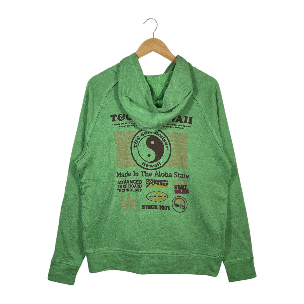 Vintage Vintage 90s T&C Surf Designs Hawaii Zip Hoodie Green Large Size US L / EU 52-54 / 3 - 4 Thumbnail