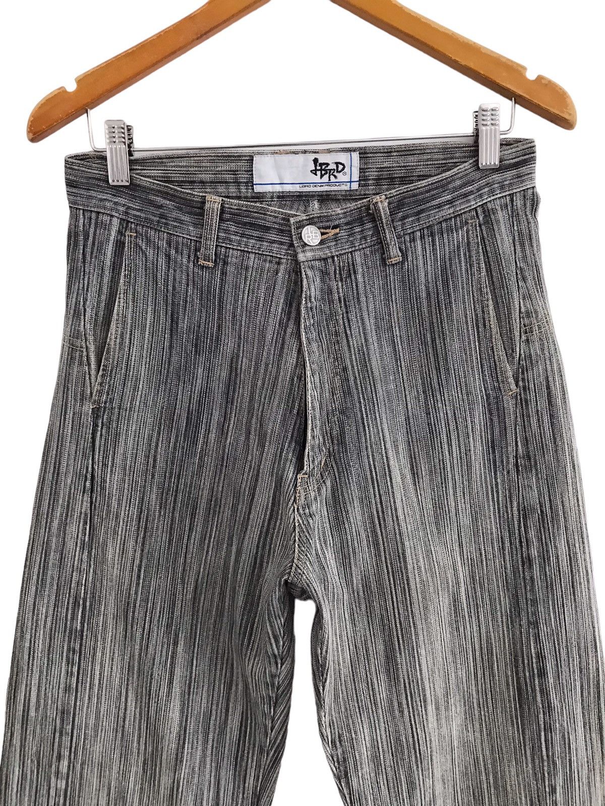 Japanese Brand LBRO Denim Products Japan Asymmetrical Striped Baggy Jeans Size US 30 / EU 46 - 2 Thumbnail