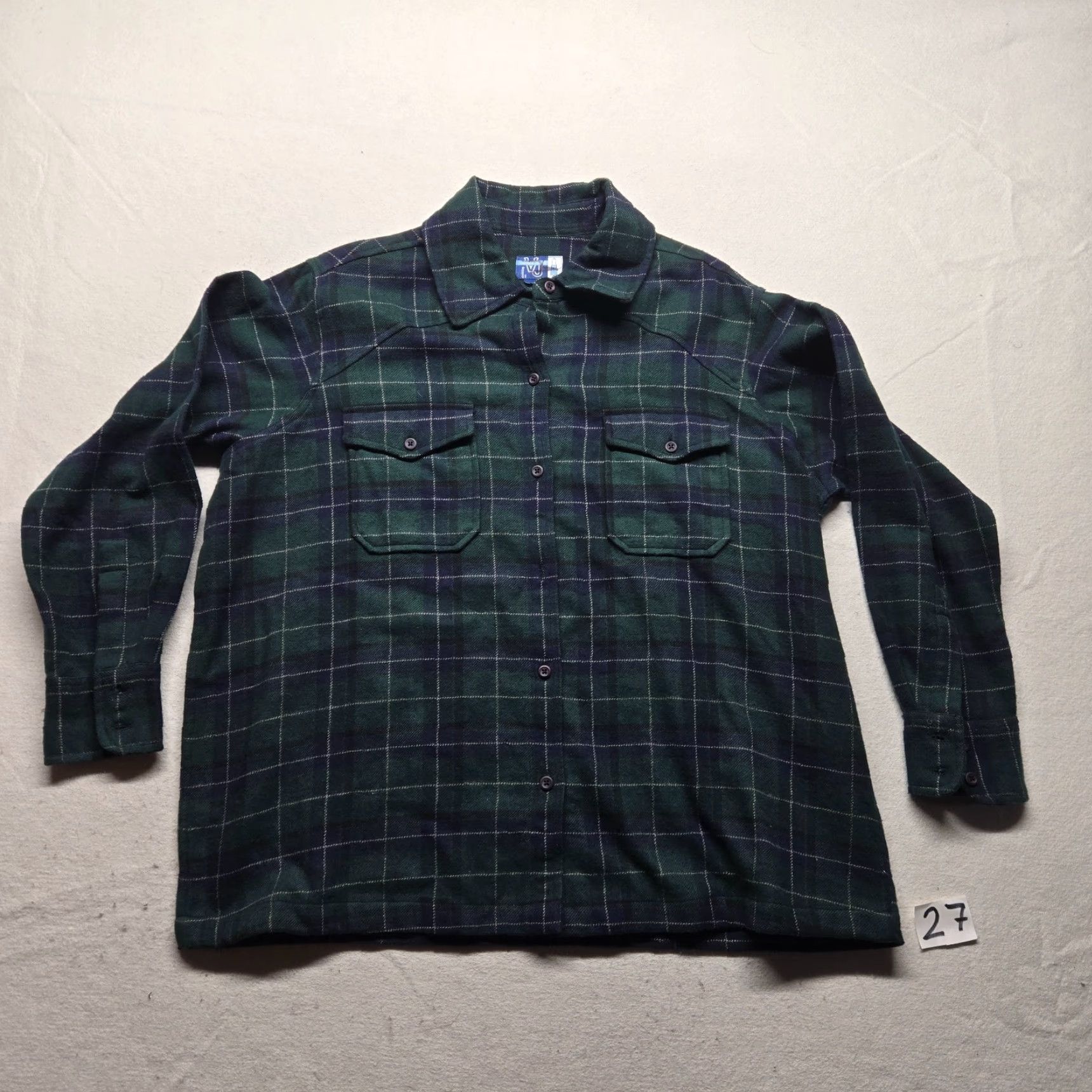 Vintage VINTAGE Venezia Jeans Jacket 2X Women's Plaid Green Flannel Short Zip Button Pockets Retro 80s 90s Casual Womens Size 40" / US 18 - 2 Thumbnail