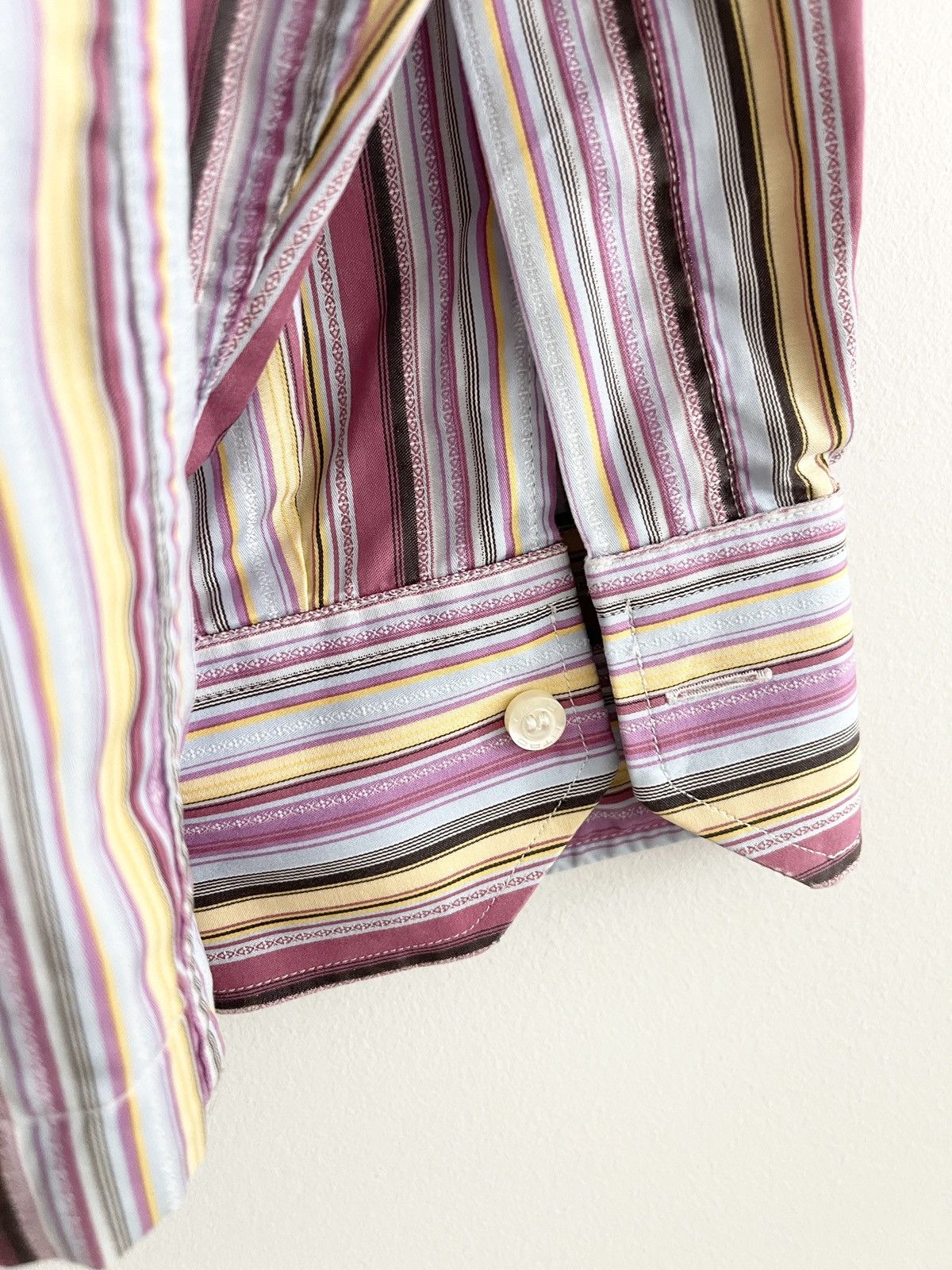 Etro STEAL! Vintage Etro Pink Base Stripe Shirt Size 44R - 5 Thumbnail