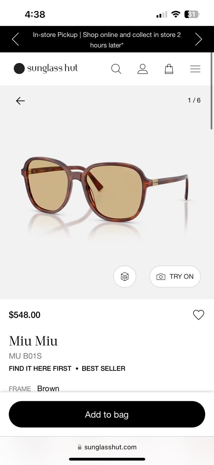 Miu Miu Miu Miu MU B01S Sunglasses Size ONE SIZE - 4 Thumbnail