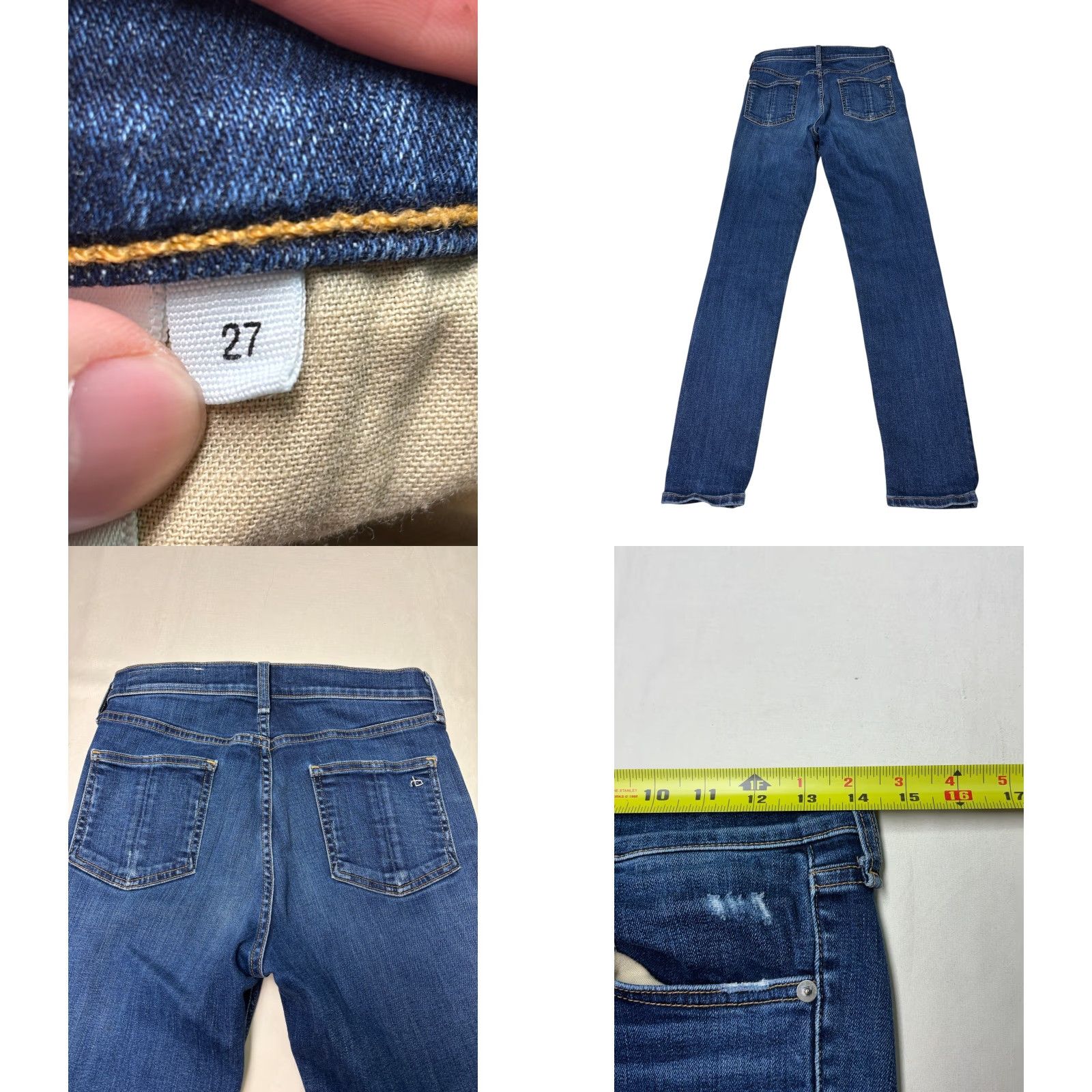 Rag & Bone Rag & Bone Jeans Elton High Rise Skinny Womens 27x29 Blue Distressed 5-Pocket Denim Slim Stretch Wool? Size 27" / US 4 / IT 40 - 8 Thumbnail