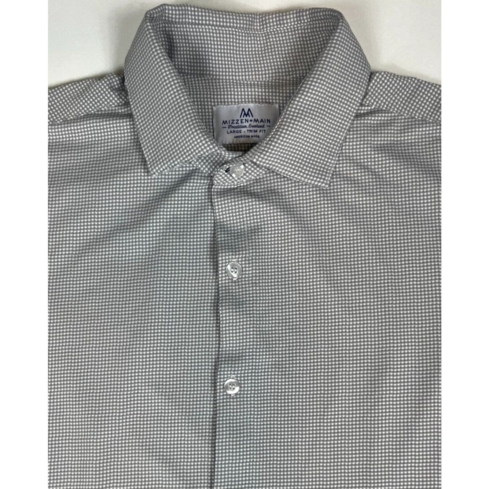 Mizzen+Main Mizzen+Main Shirt Long Sleeve Button-Up Trim Fit Gingham Gray Size L Mens Size US L / EU 52-54 / 3 - 2 Thumbnail