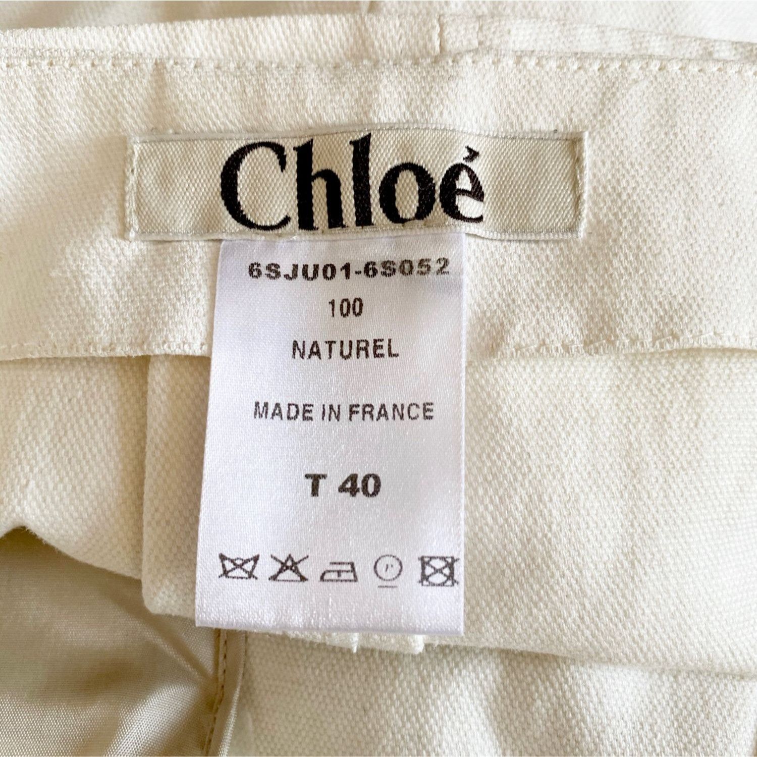 Chloe Chloe SS06 Linen Cotton Skirt Naturel FR40 Made in France Size 28" / US 6 / IT 42 - 3 Thumbnail