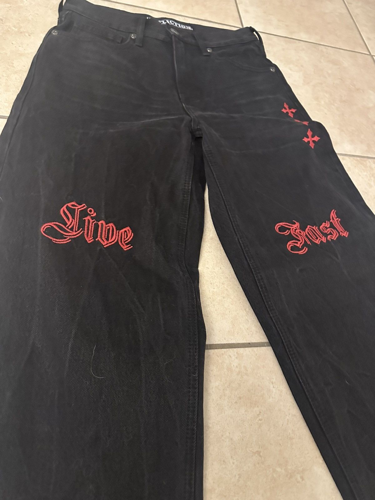 Affliction Affliction "Live Fast" Black Wide Leg Jeans - Size 28 Size US 28 / EU 44 - 2 Thumbnail