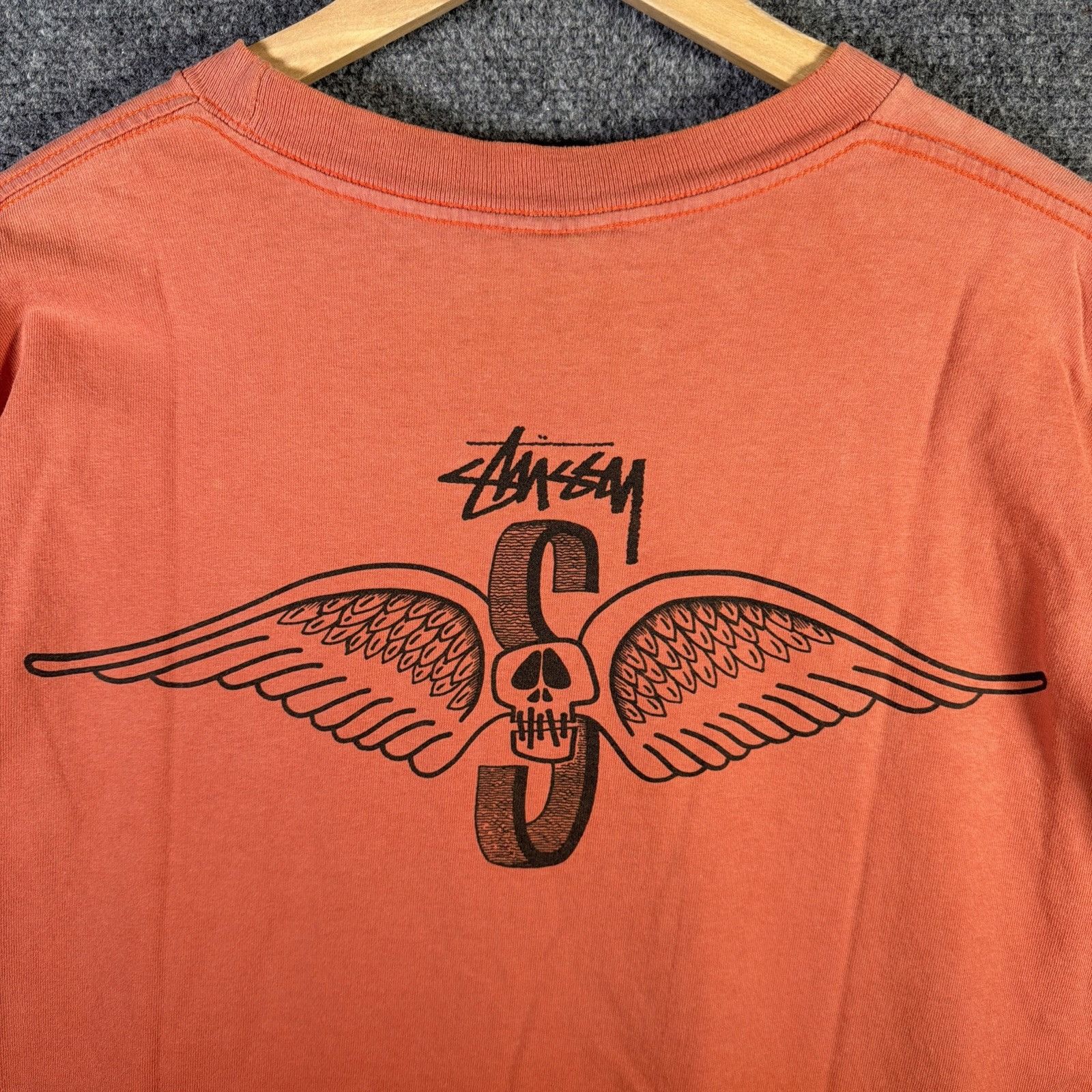 Stussy Vintage Stussy Shirt XL Orange 90s Skate Surf Wings Skull Size US XL / EU 56 / 4 - 2 Thumbnail